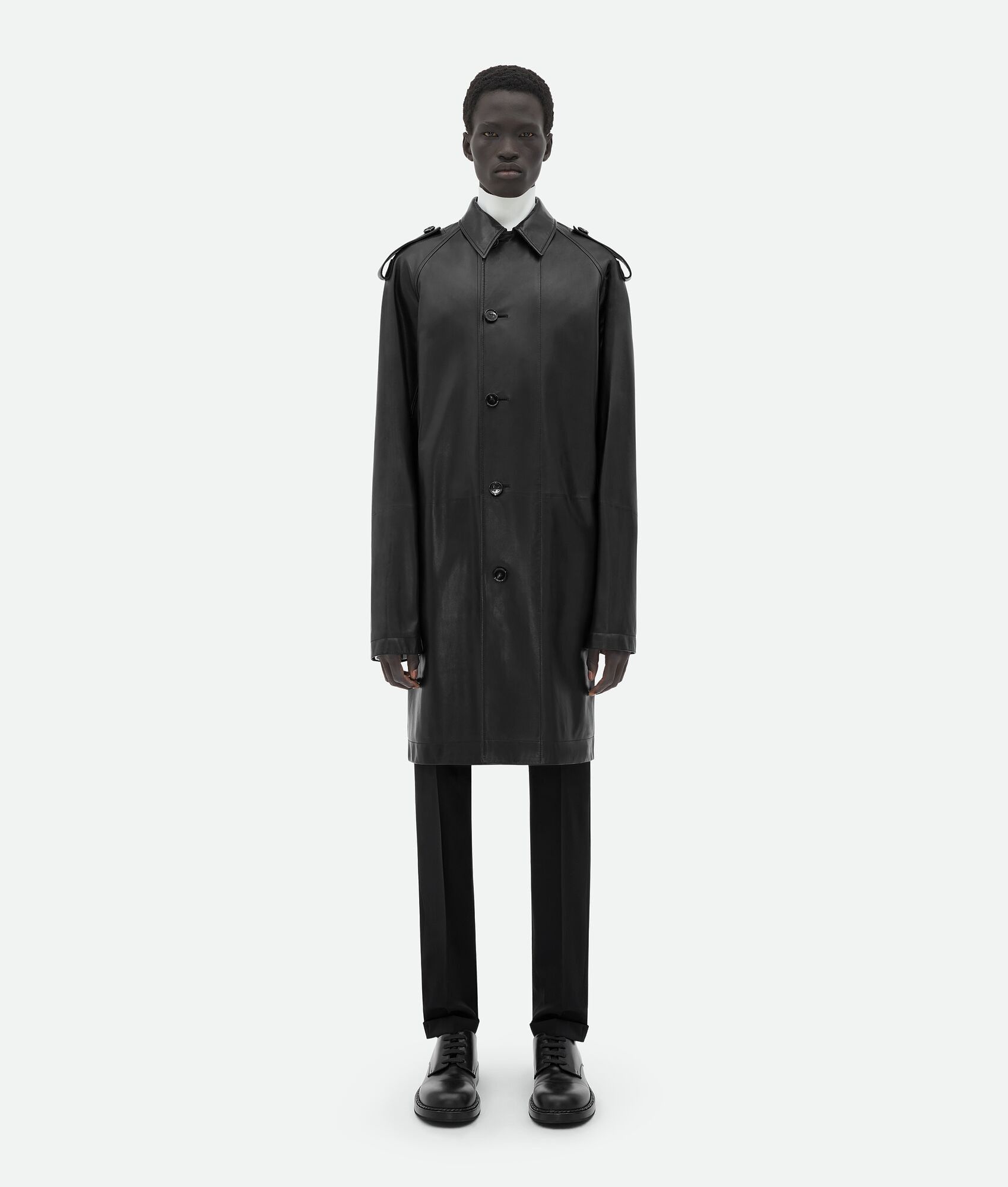 Bottega Veneta o1w1db10825 Leather And Cotton 2 In 1 Coat in Black Size US M / EU 48-50 / 2 - 4 Thumbnail