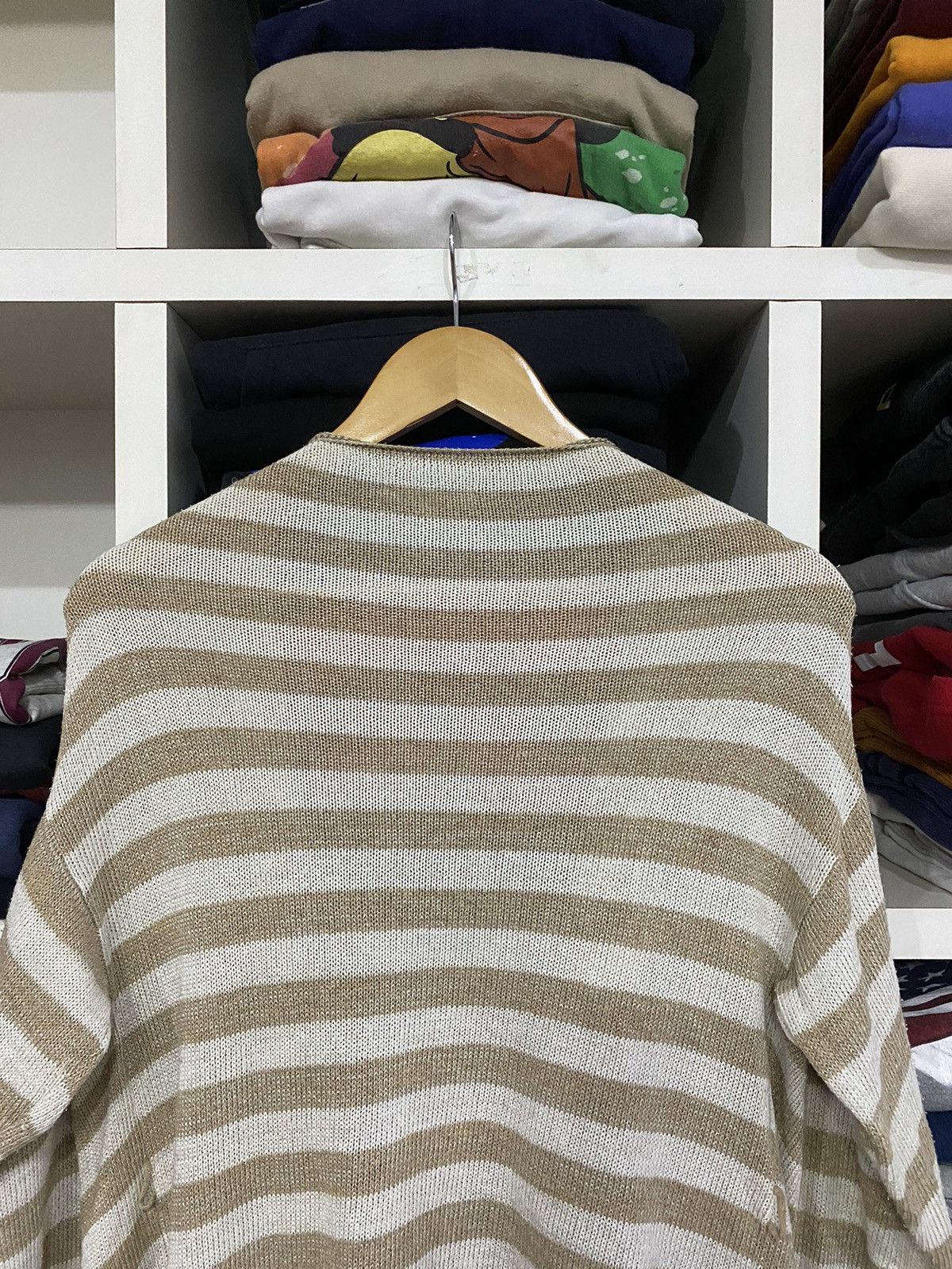 Japanese Brand × Vintage Naracamice Stripe Cardigan Size L / US 10 / IT 46 - 9 Thumbnail