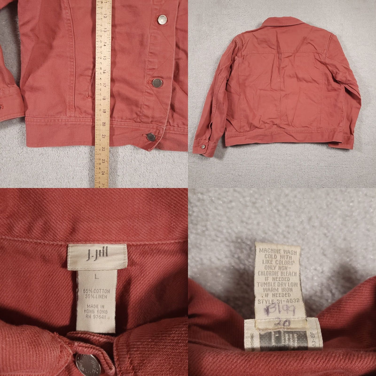 J. Jill VINTAGE J. Jill Jacket Women's Large Salmon Pink Linen Blend Pockets Western Denim Style Coat Shirt? Size L / US 10 / IT 46 - 8 Thumbnail