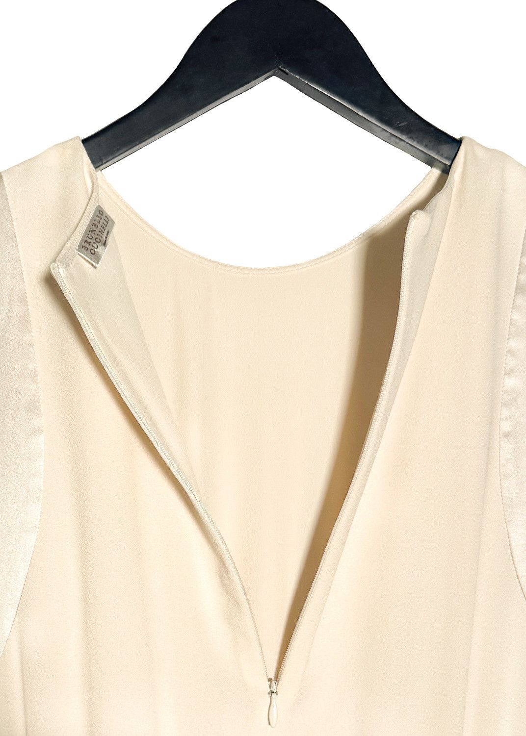 Brunello Cucinelli Brunello Cucinelli Ivory Silk Midi Sleeveless Dress Size S / US 4 / IT 40 - 5 Thumbnail