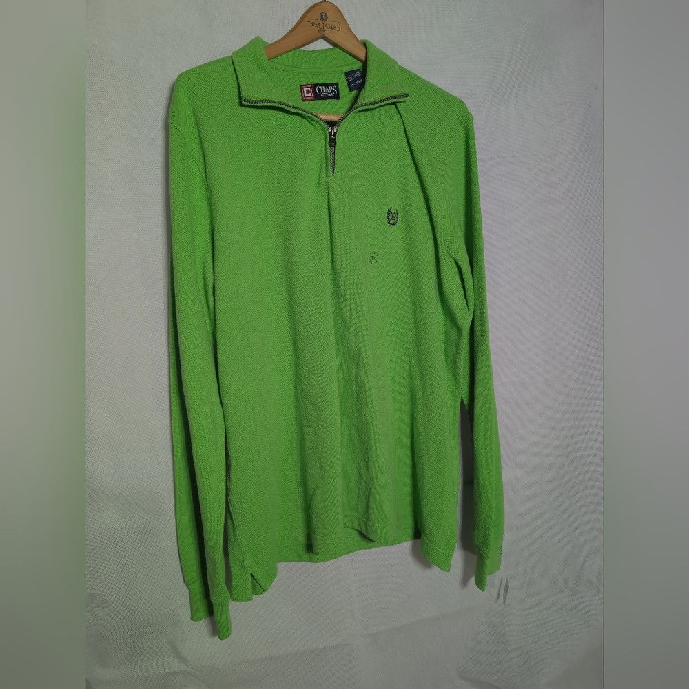 Chaps Ralph Lauren Green XL Long Sleeve Polo Shirt Quarter Zip NWT Size US XL / EU 56 / 4 - 5 Thumbnail