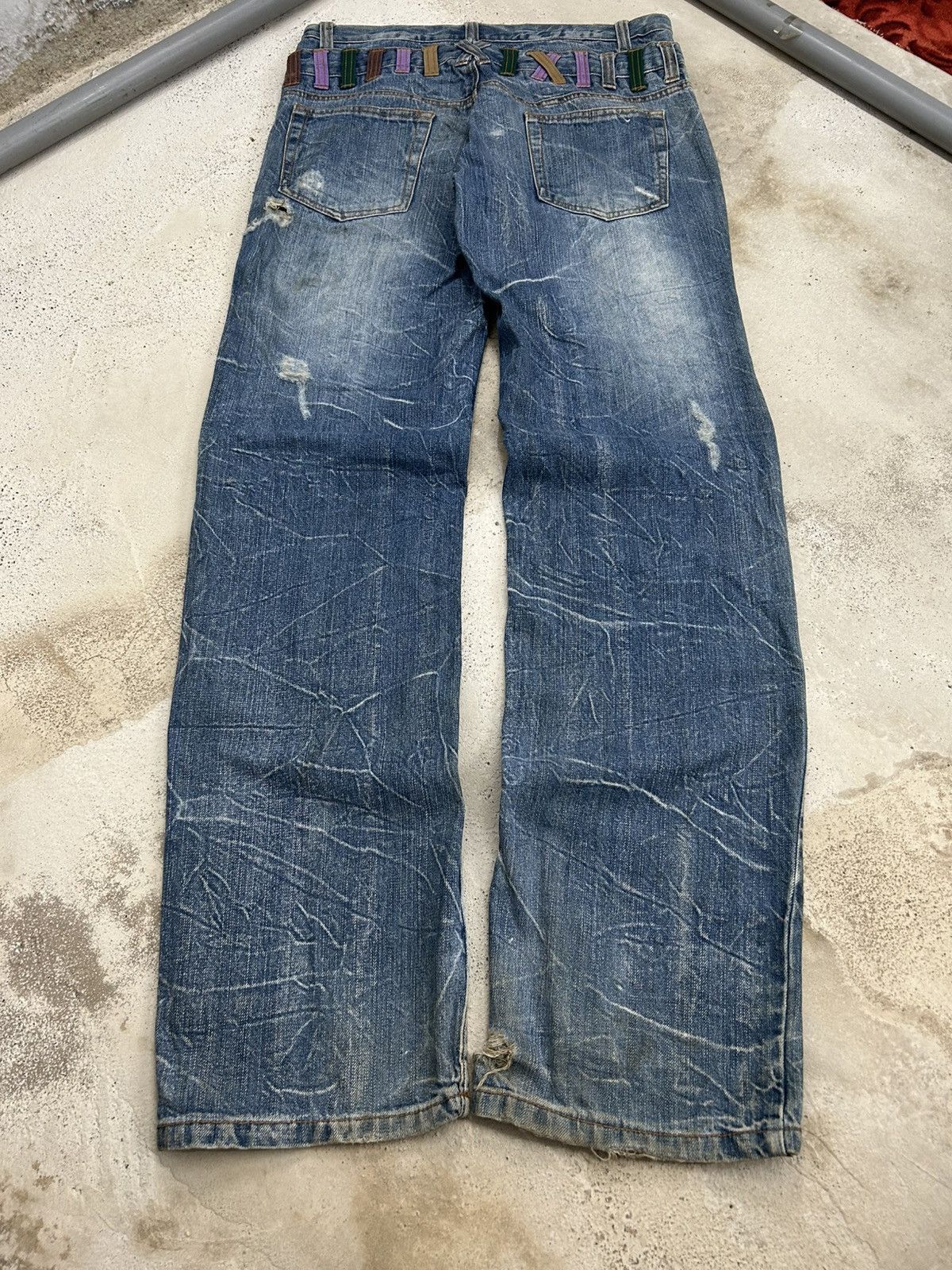 Le Grande Bleu (L.G.B.) Nylaus Distressed Y2K Clawn Marks Archive Rave Watanabe Size US 33 - 2 Thumbnail