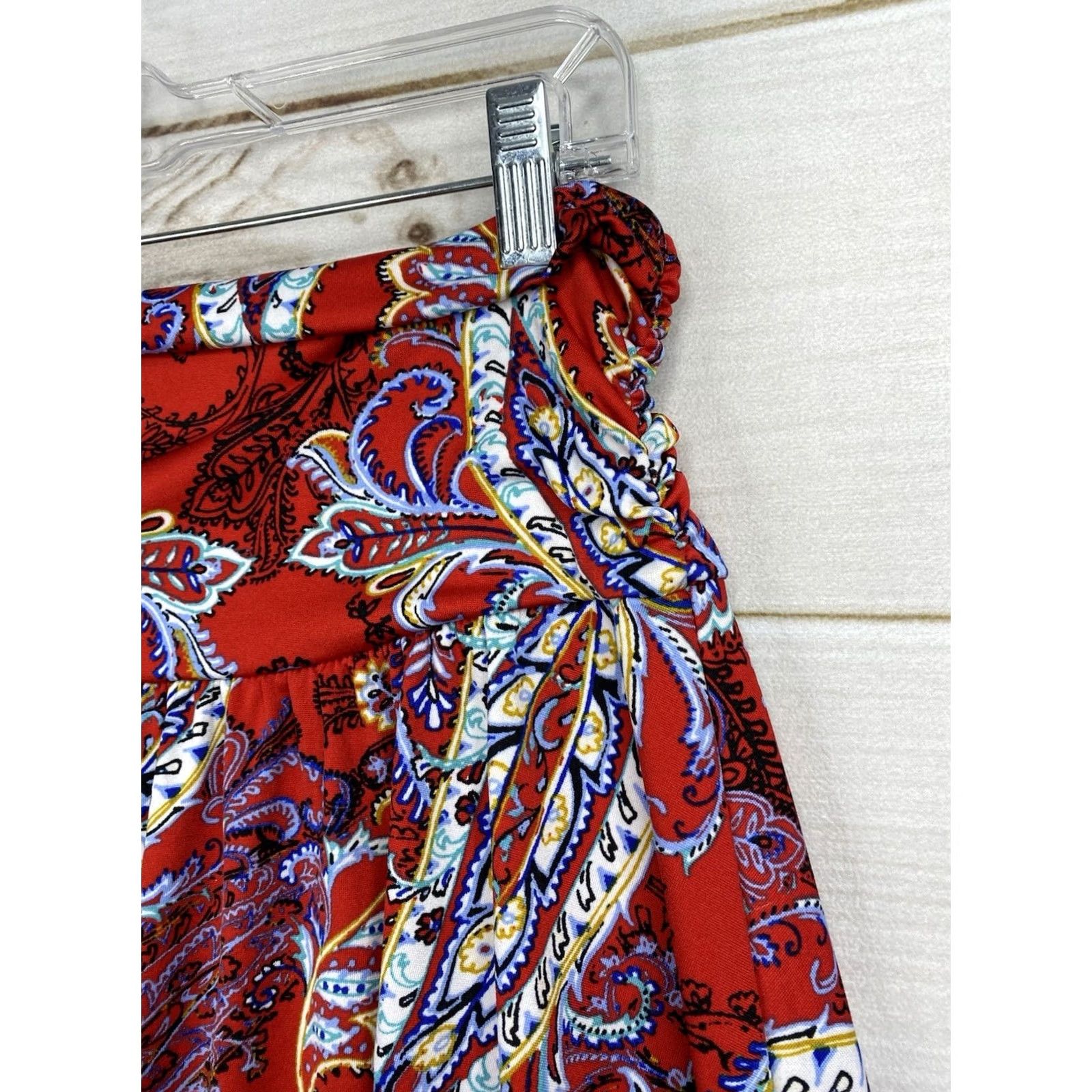 Apt. 9 Apt. 9 Skirt XL Red Paisley Midi Ruched Asymmetric Handkerchief Hem Y2K Retro - Womens Dress/Skirt Size 40" / US 18 - 2 Thumbnail