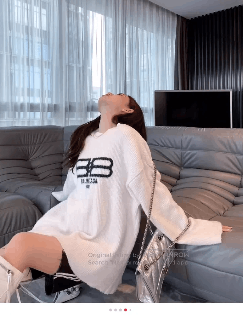 Balenciaga Balenciaga White Floral Double B Buckle Letter Logo Knit S Size US XS / EU 42 / 0 - 9 Thumbnail