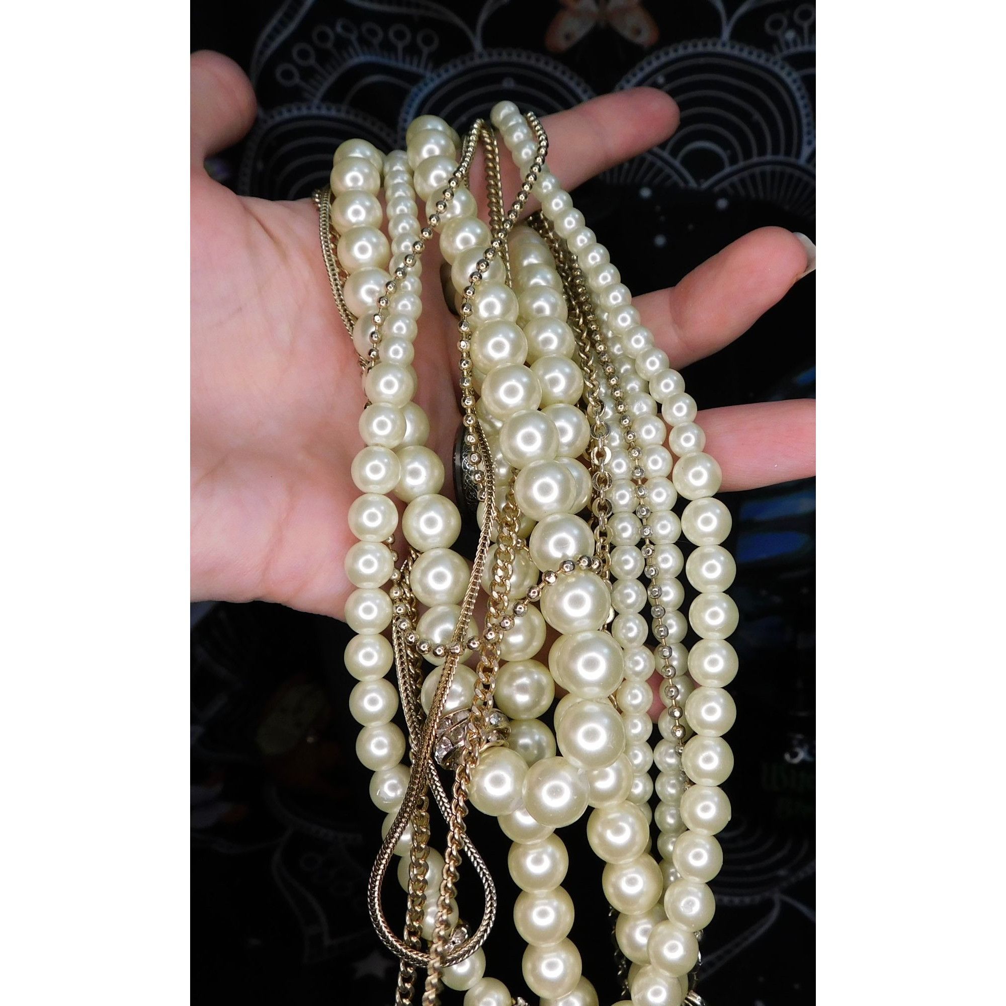 Other Multilayer Hollywood Glam Faux Pearl And Gold Tone Chain Nec Size ONE SIZE - 2 Thumbnail