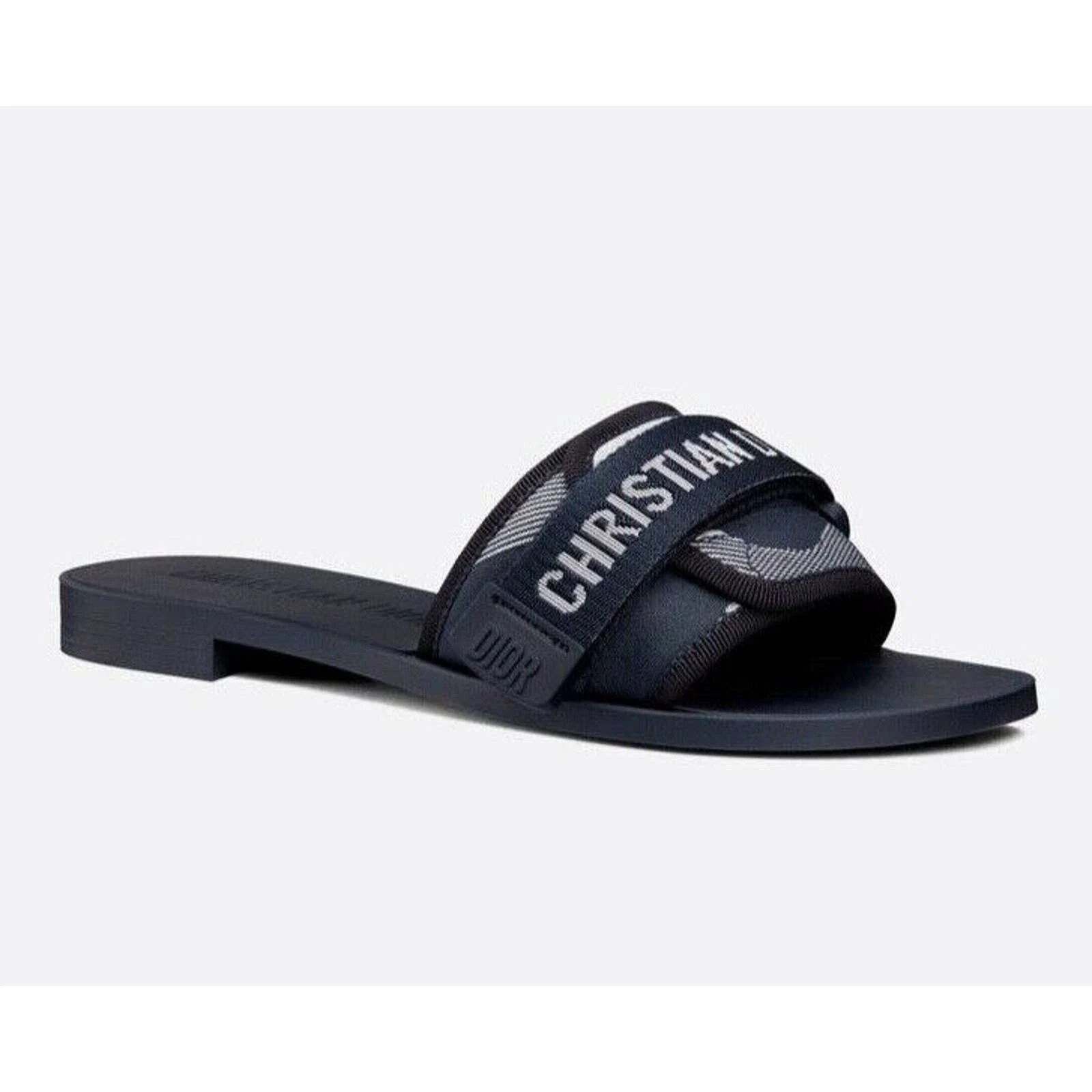 Dior Dio(r)evolution Dway Rubber Logo Slide Mule Flat Sandal 37 Size US 7 / IT 37 - 3 Thumbnail