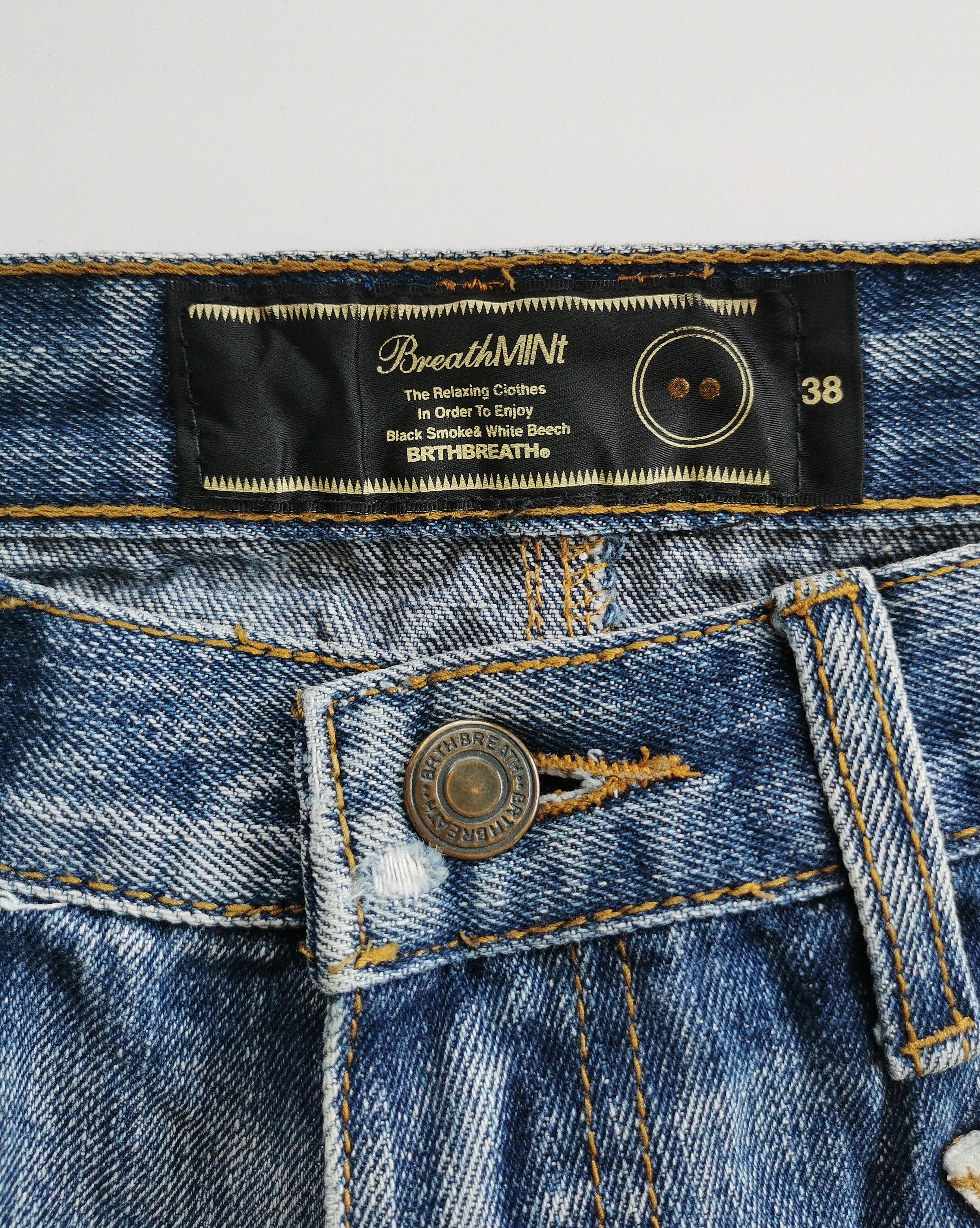 14th Addiction Breath Mint Double Waist Twist Distressed Denim Size US 31 - 7 Thumbnail