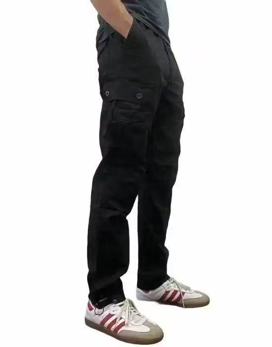 image of Vintage Cargo Pants 6 Pockets Jogger Pants in Black, Men's (Size 32)