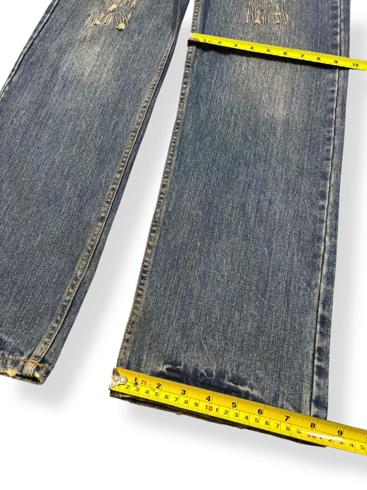 Kapital Vintage Nylaus Mud Wash Clawmark Distressed Zig Zag Jeans Size US 33 - 16 Thumbnail