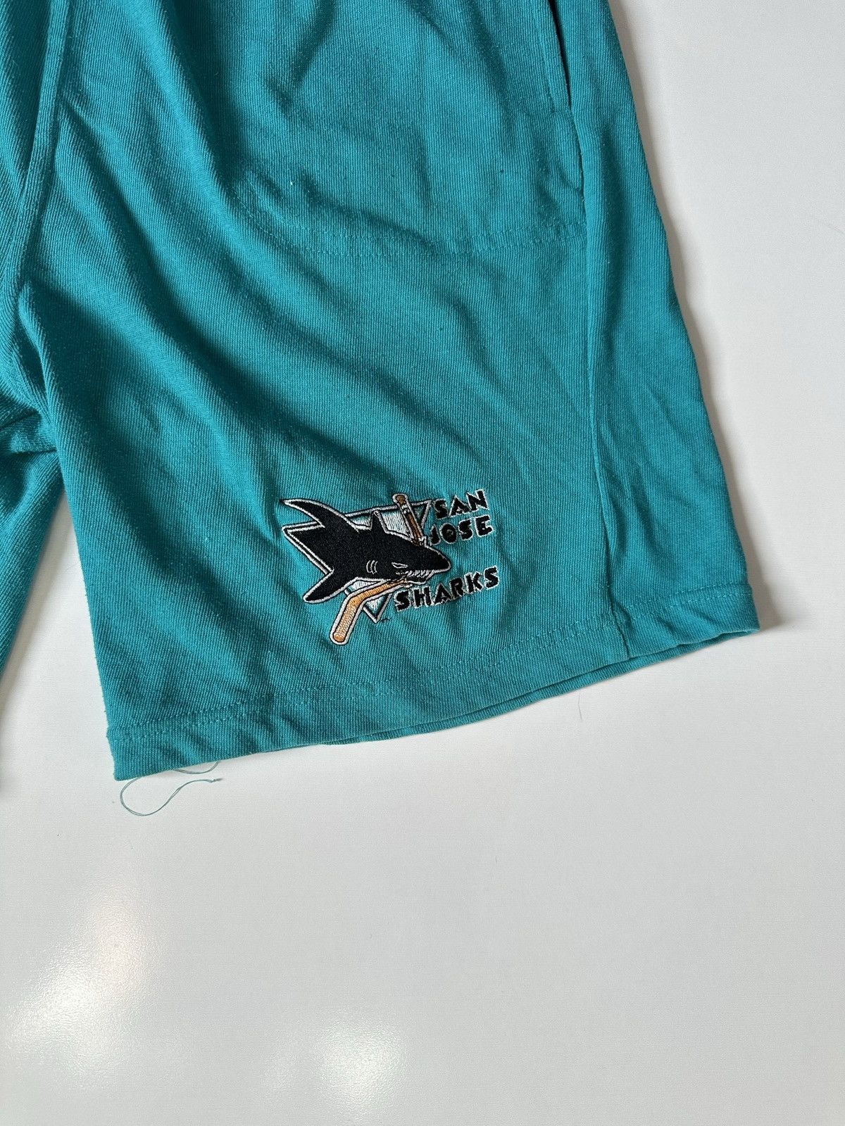 Starter × Vintage RARE Vintage Starter 90s San Jose Sharks Teal Blue Shorts L Size US 35 - 2 Thumbnail