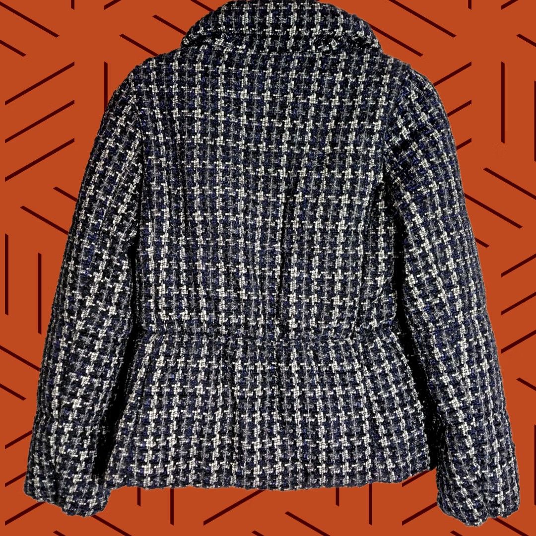 Ann Taylor ANN TAYLOR Tweed Jacket Black White Plaid Long Sleeve Women Size S Size S / US 4 / IT 40 - 1 Thumbnail