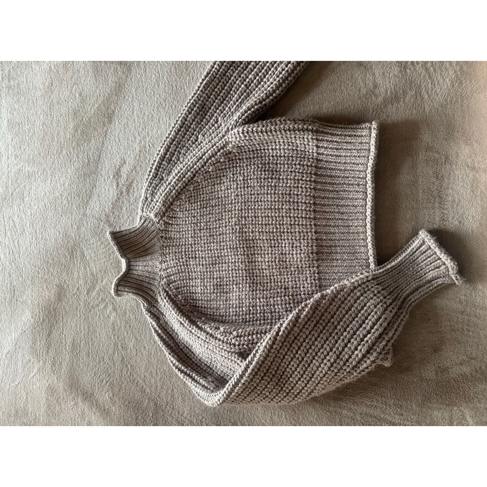 H&M Ribbed Knit Sweater Neutral Taupe/Beige Soft Casual Pullover Size S / US 4 / IT 40 - 6 Thumbnail