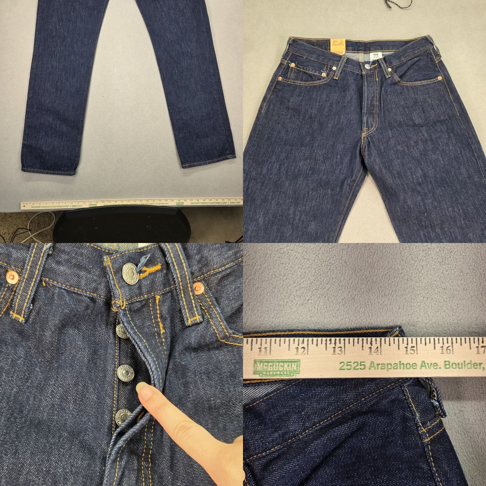 Levi's Levi's 501 Jeans Mens Indigo Blue New With Tags Deadstock 33x36 Denim Button Fly Straight Regular Fit Pockets Vintage: No Size US 33 - 8 Thumbnail