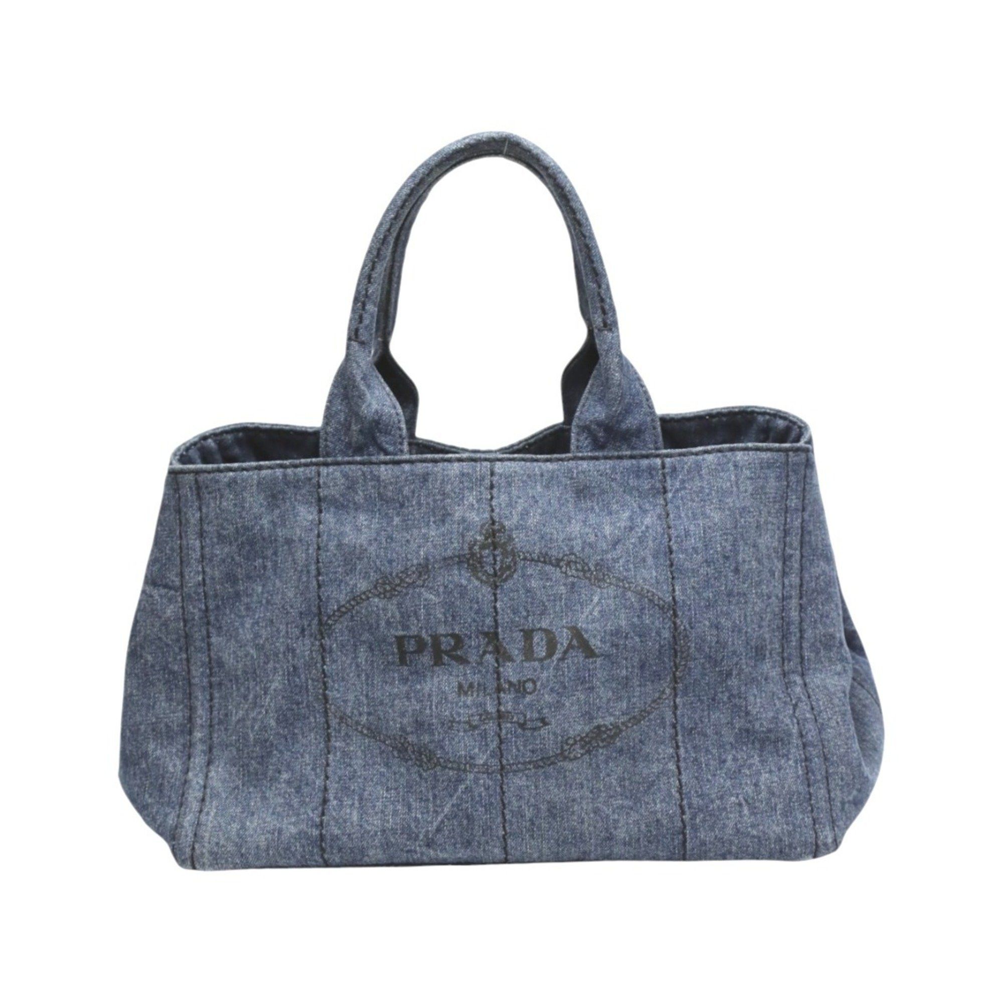 Prada PRADA Tote Bag Canapa Denim 1BG439 Blue Size ONE SIZE - 1 Thumbnail