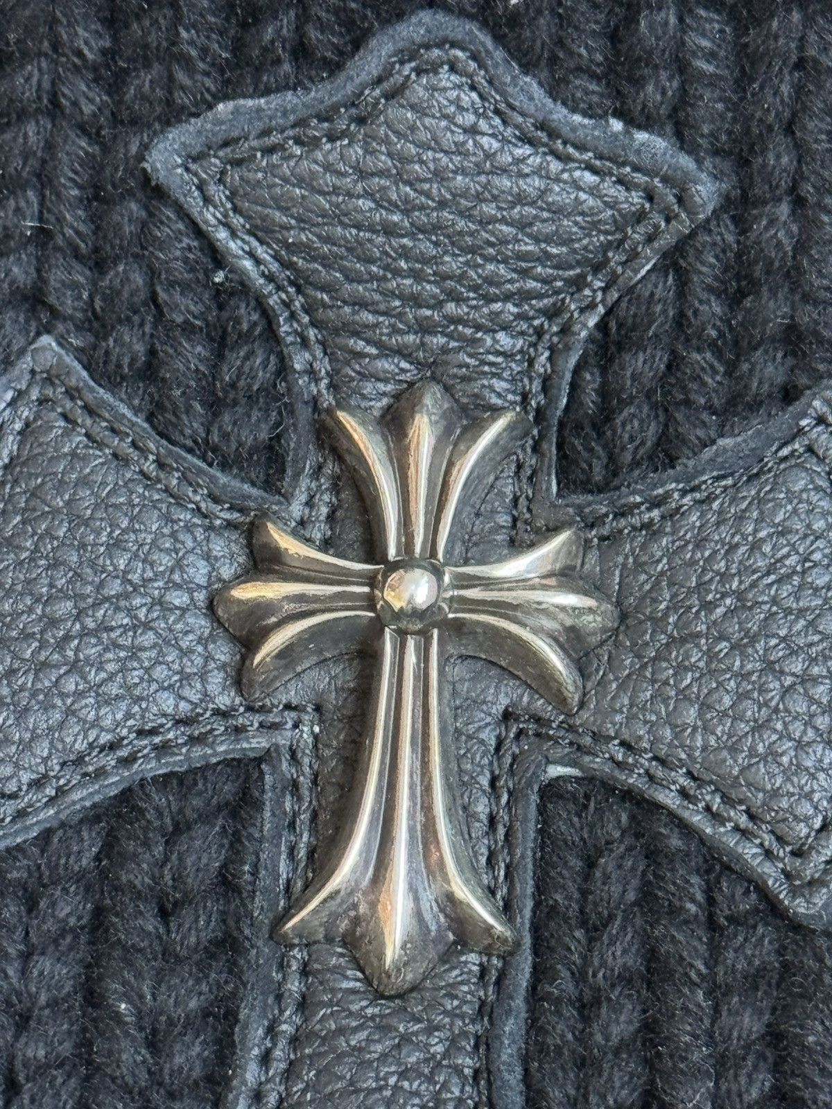 Chrome Hearts cross patch cross silver black cashmere beanie Size ONE SIZE - 2 Thumbnail