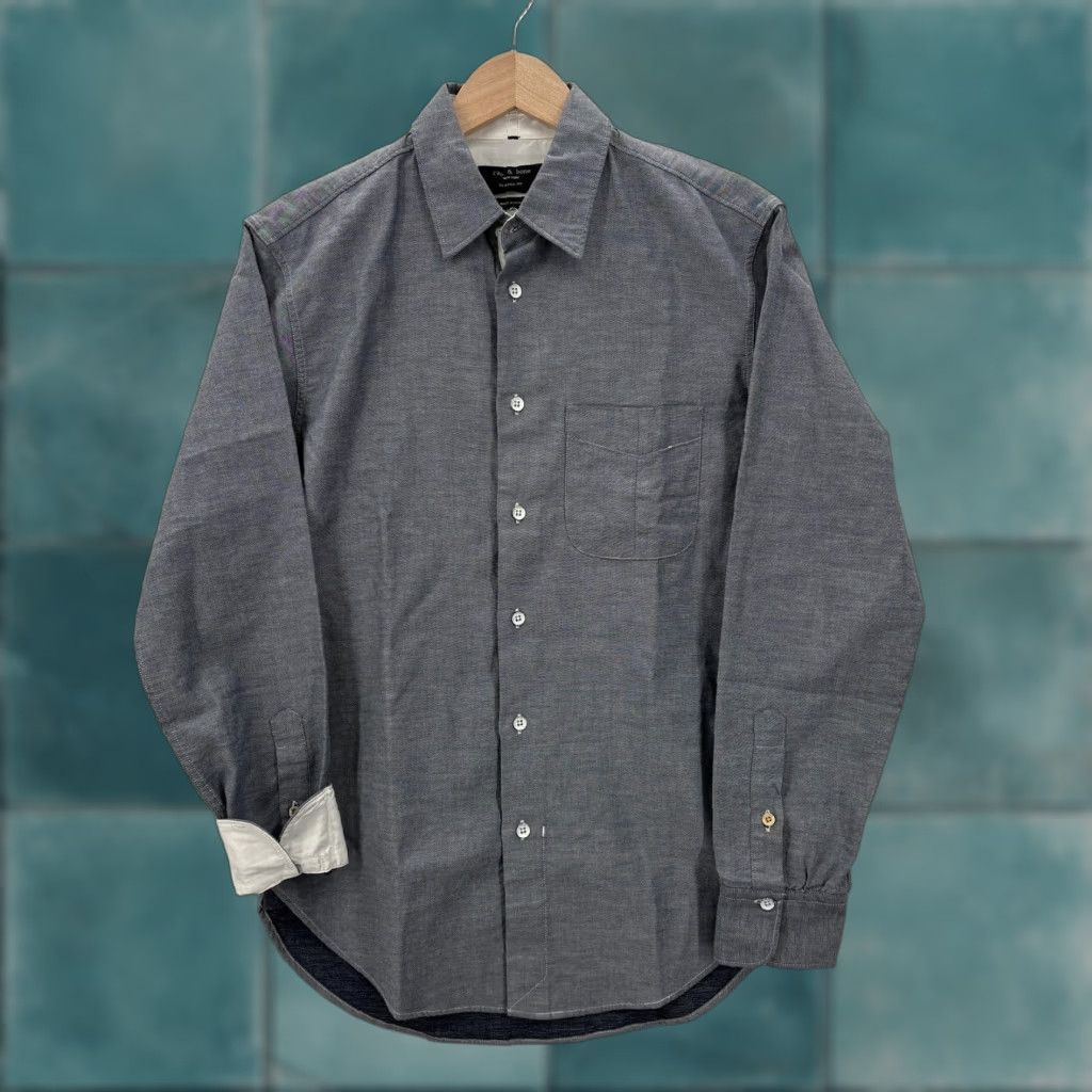 Rag & Bone VINTAGE only if applicable — Rag & Bone Shirt Mens XS Blue Chambray Classic Fit Long Sleeve Button Casual Size US XS / EU 42 / 0 - 1 Thumbnail