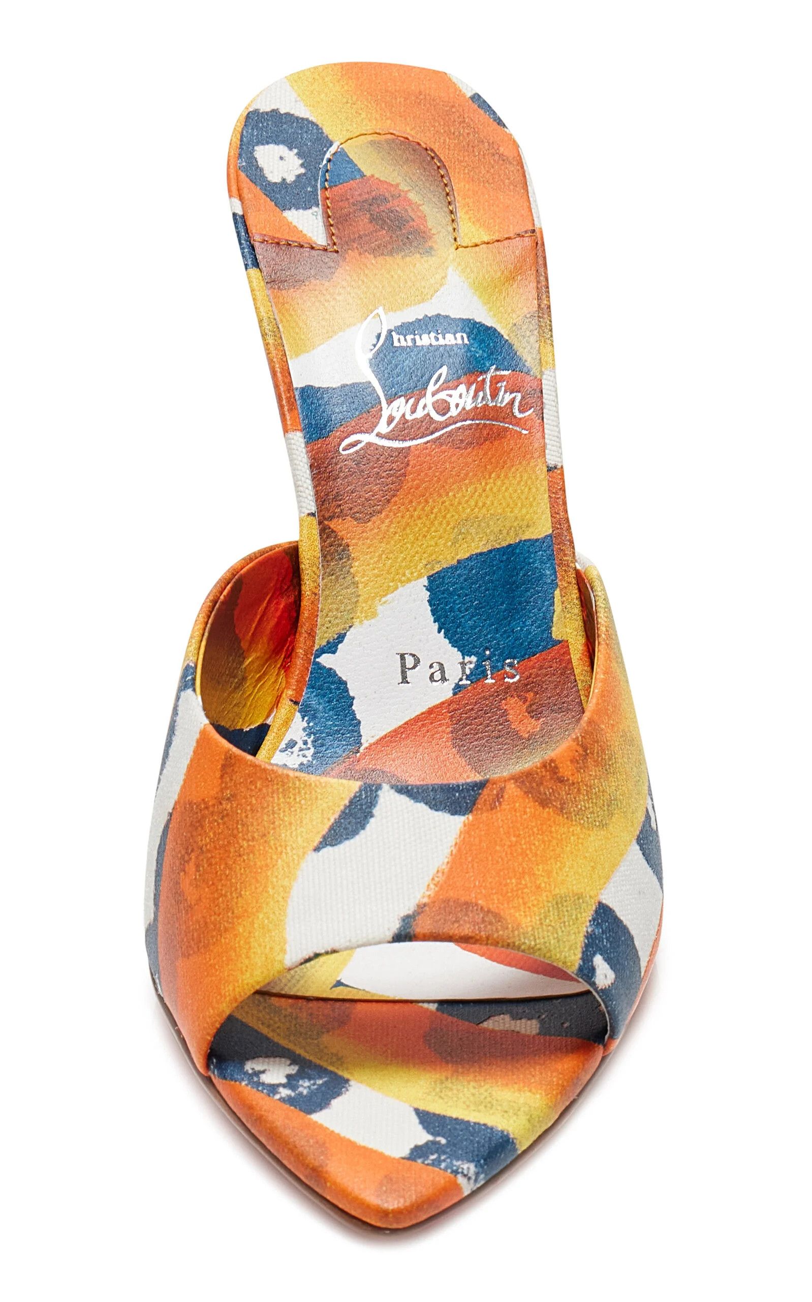 Christian Louboutin os11x0126 Miss Z 80mm Printed Toile Mules in Multicolor Size US 9.5 / IT 39.5 - 2 Thumbnail