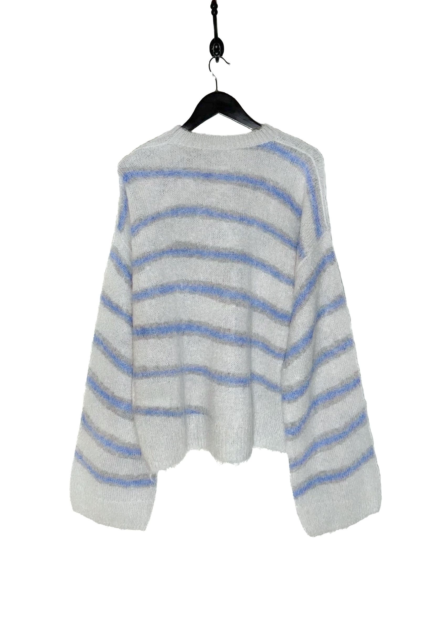 Acne Studios Acne Studios Blue Striped Mohair Blend Grey Knit Sweater Size XL / US 12-14 / IT 48-50 - 3 Thumbnail