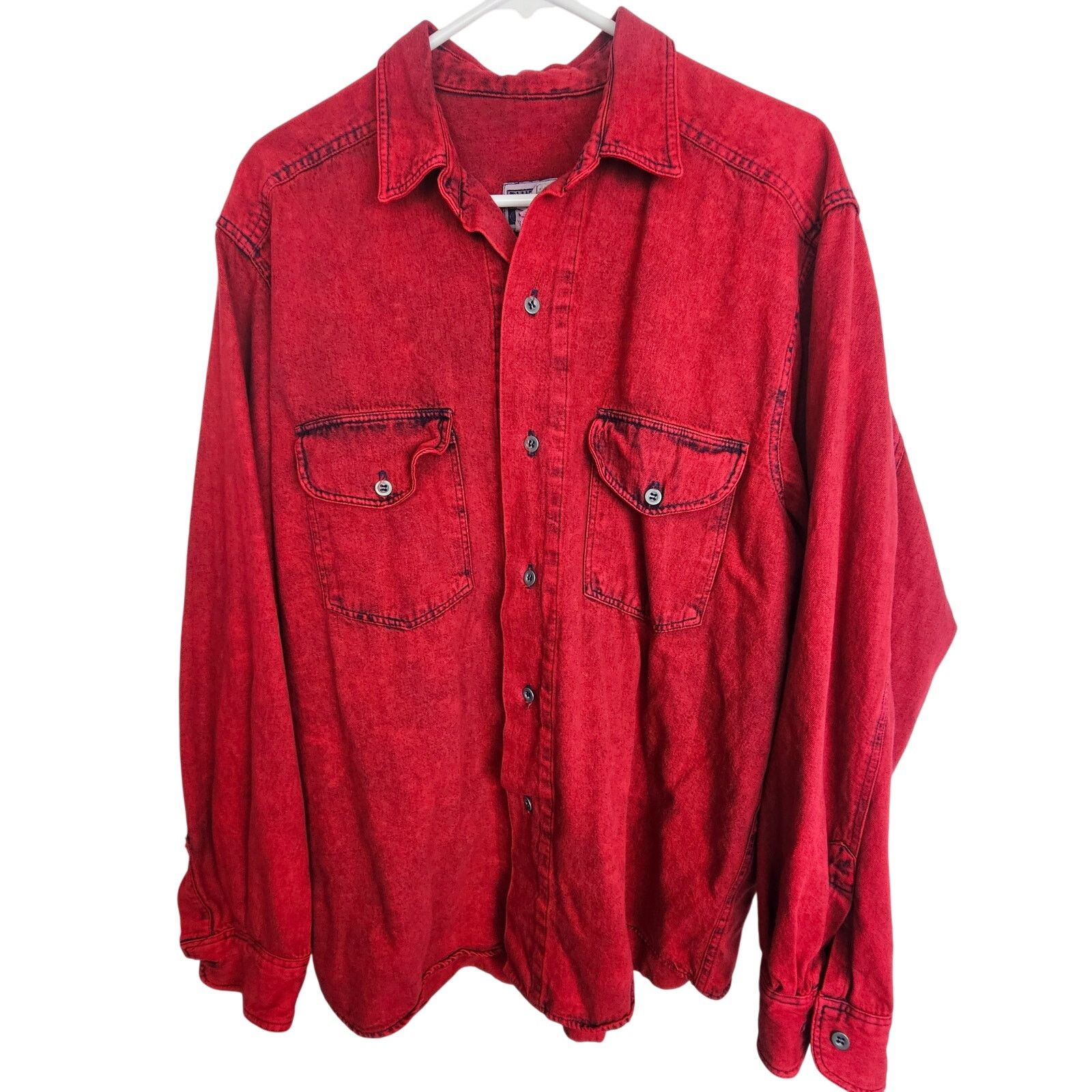 Calvin Klein Vintage Calvin Klein Mens Red Stone Wash Denim Shirt Size L Size US L / EU 52-54 / 3 - 1 Thumbnail