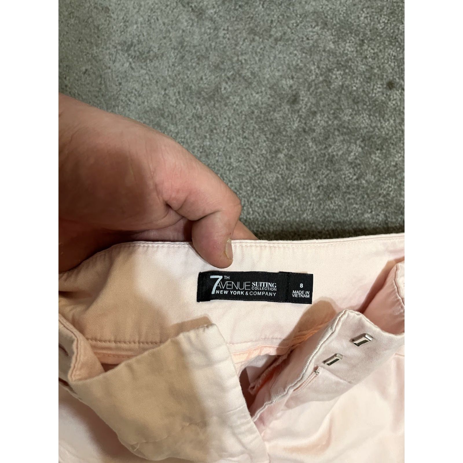 Avenue VINTAGE 7th Avenue Design Studio New York & Company Women Dress Pants 8 Pink Capri Light Navy Blue 8 2 Tall Work Size 30" / US 8 / IT 44 - 5 Thumbnail