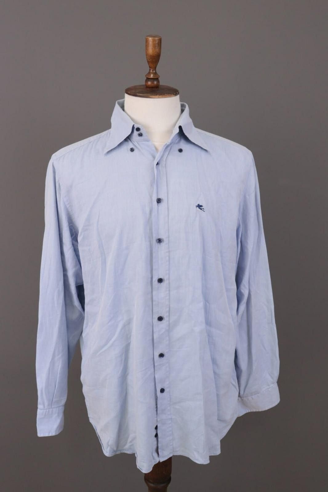 Etro Etro Milano Blue Formal Oxford Dress Shirt 44 Size US M / EU 48-50 / 2 - 1 Thumbnail