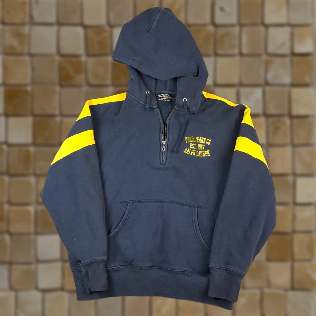 Ralph Lauren Vintage Polo Jeans Ralph Lauren Hoodie Men M 90s Grunge Retro Fleece Pullover Zip Sweatshirt Size US M / EU 48-50 / 2 - 1 Thumbnail