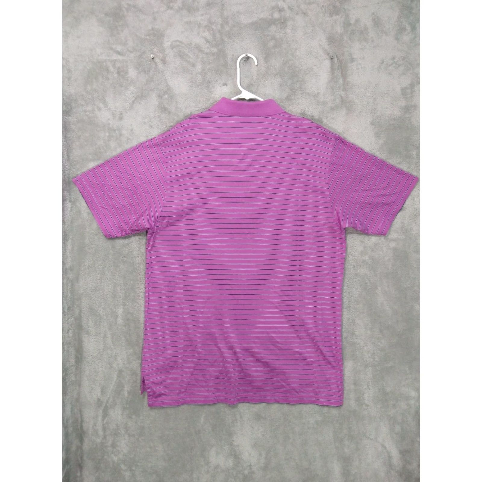 Peter Millar PETER MILLAR Polo Shirt Mens Large Purple Striped Short Sleeve Cotton Casual Golf Size US L / EU 52-54 / 3 - 2 Thumbnail
