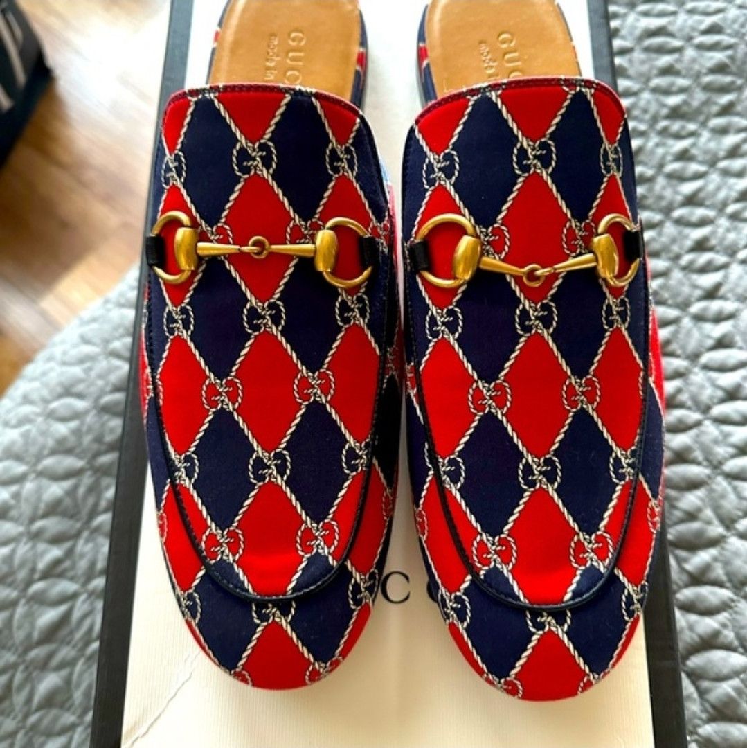 Gucci Gucci Red and Blue Patterned Loafers Size 44 Men's Size US 9 / EU 42 - 1 Thumbnail