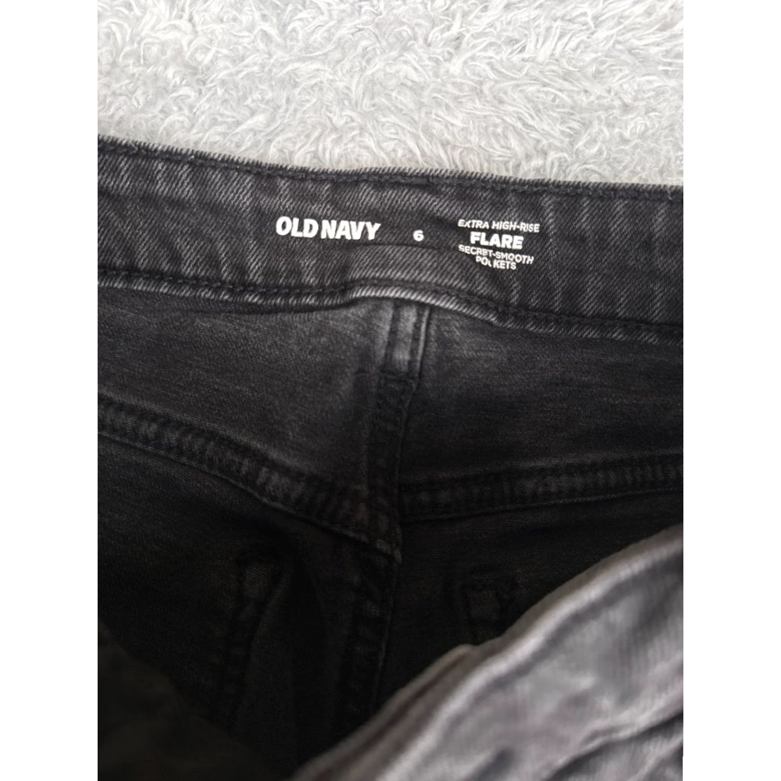Old Navy Old Navy Jeans Womens 6 Black Denim Flare Extra High Rise Cotton Blend Zip 28x29 Size 28" / US 6 / IT 42 - 6 Thumbnail