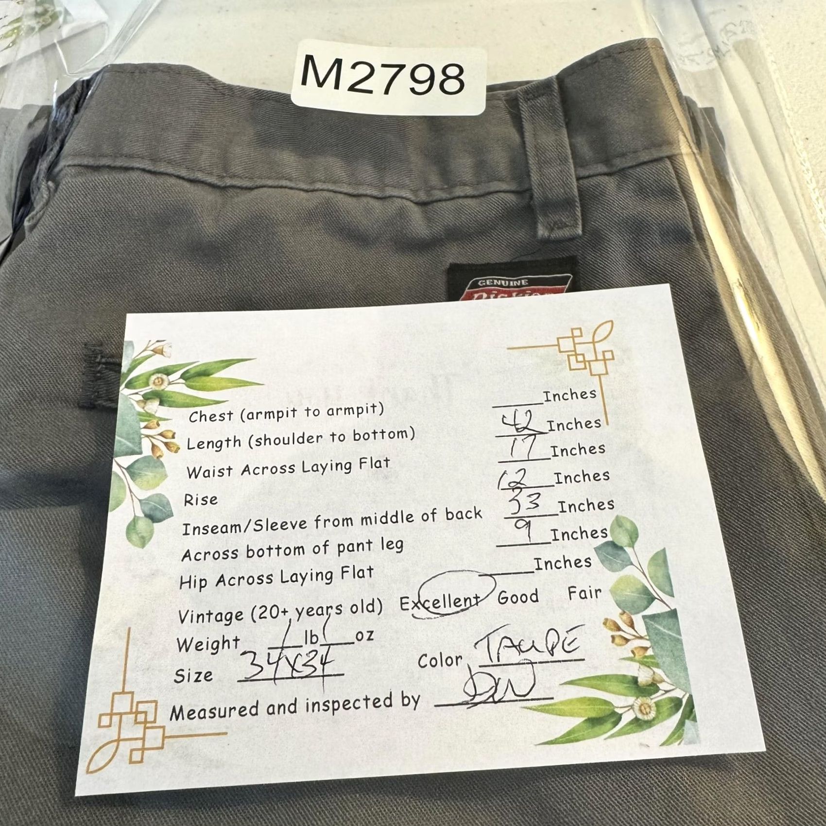 Dickies Dickies Pants Mens Regular Straight Leg Chino Workwear Taupe 34x34 Gray Size US 34 / EU 50 - 6 Thumbnail
