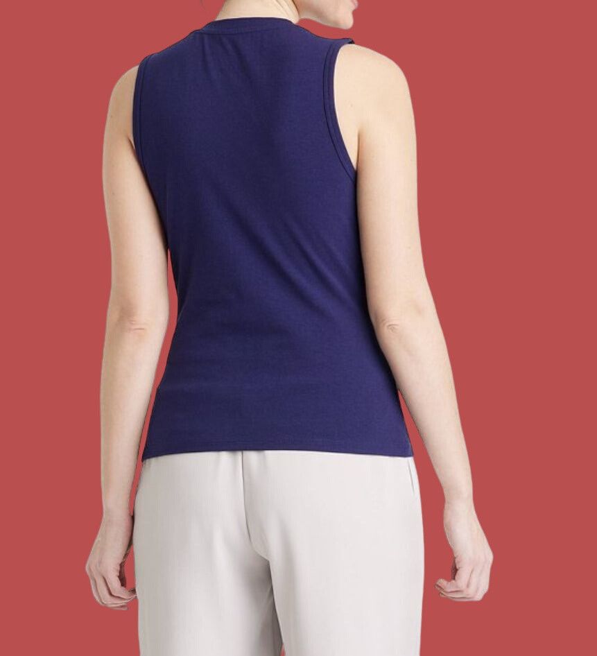 Other A New Day - Women's U-Neck Slim Fit Tank Top - Navy Blue - E Size XS / US 0-2 / IT 36-38 - 2 Thumbnail