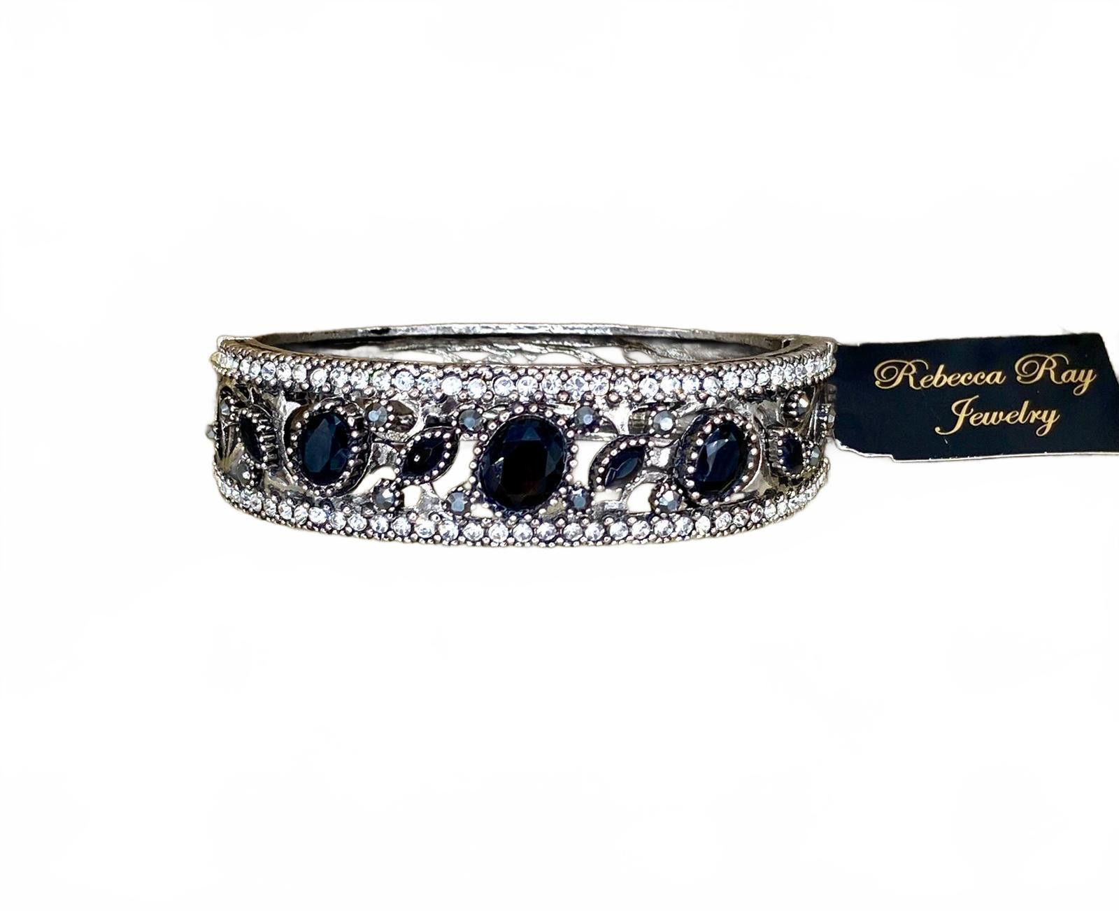 Other Boho Vintage-Style Filagree Silver Bangle with Stones Size ONE SIZE - 1 Preview