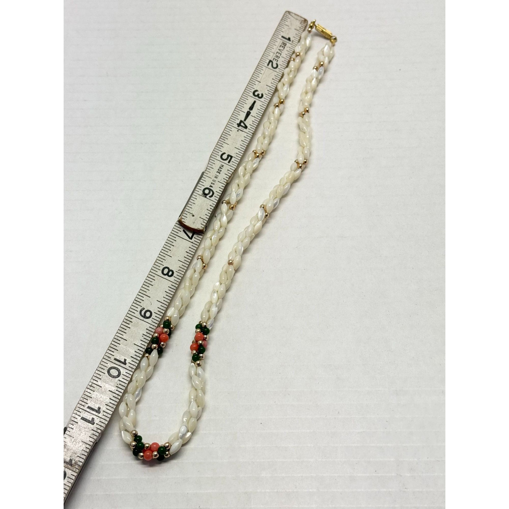 Vintage Vintage mother of pearl coral beaded braided necklace Size ONE SIZE - 4 Thumbnail