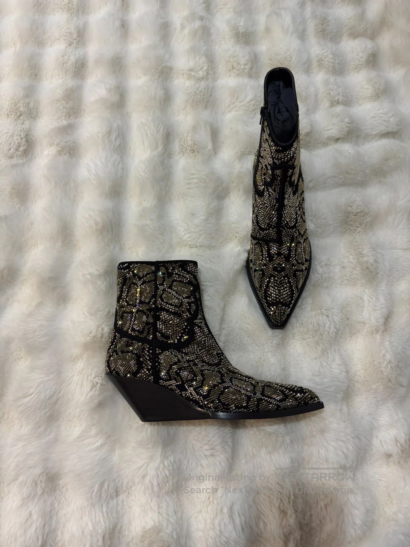 Celine CELINE Diamond Encrusted Snake Print Men's Boots| Size US 10 / EU 43 - 1 Thumbnail