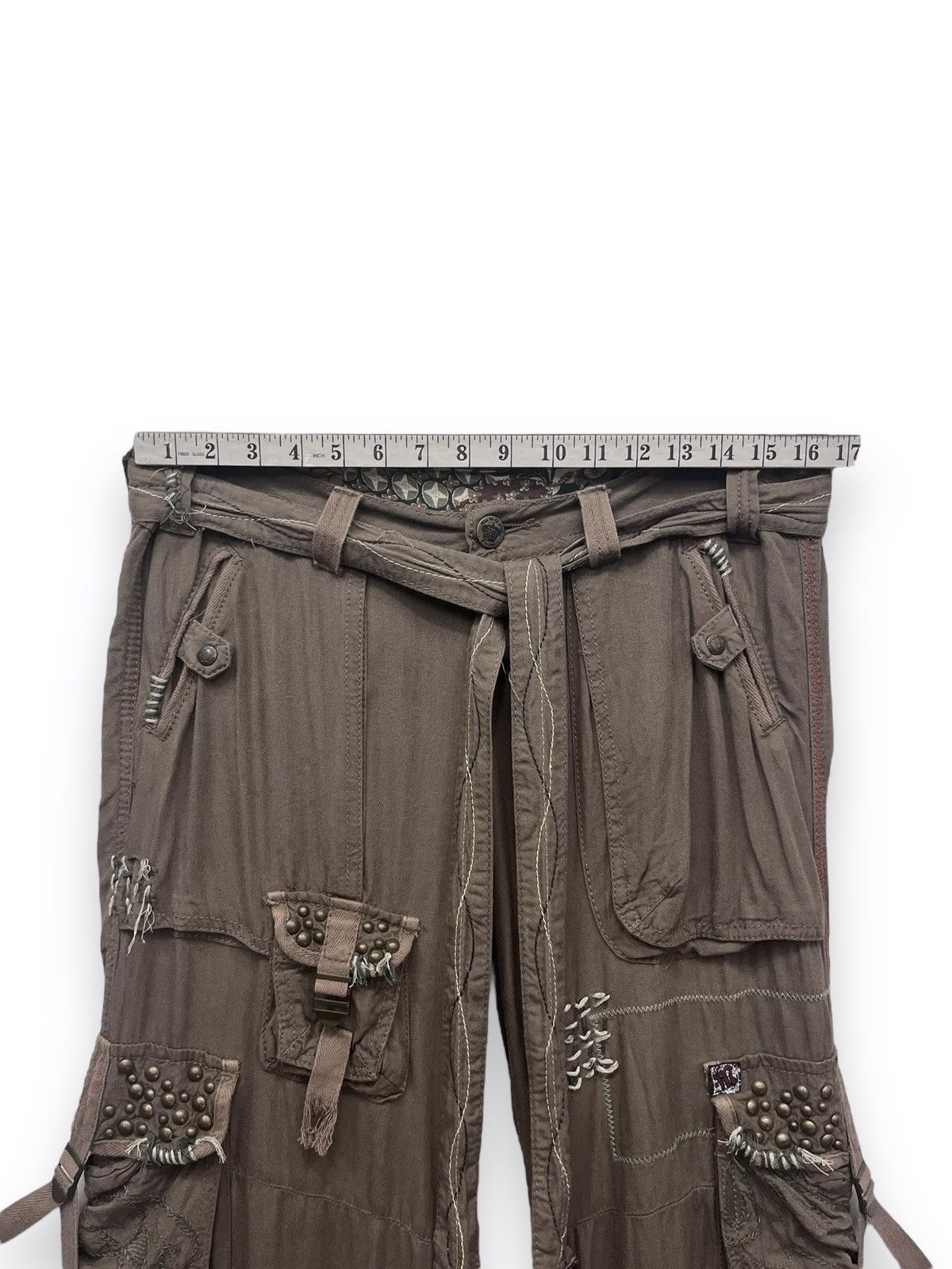 If Six Was Nine 🔥FYE Bondage Multipocket Drawstring Rayon Cargo GOA Style Size US 33 - 15 Thumbnail