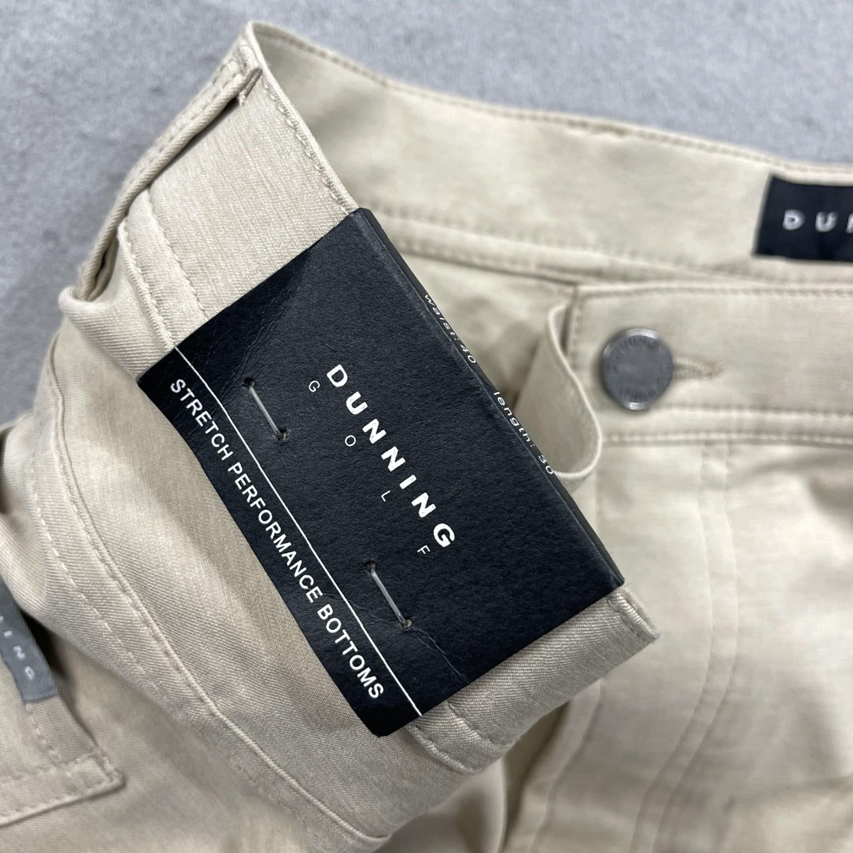 Vintage Dunning Golf Pants Mens 40x25 Beige Stretch Knit Khakis Casual Straight Leg Pockets Zip Fly 40/30 Regular Modern Performance Bottoms Size US 40 / EU 56 - 5 Thumbnail