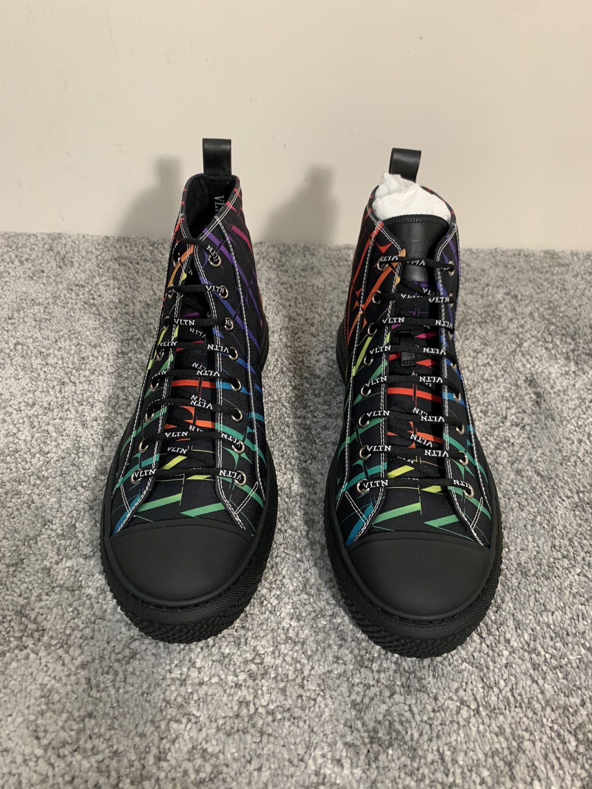 image of Valentino Garavani High Top Converse In Black/ Logo Size 43 Shoes, Men's