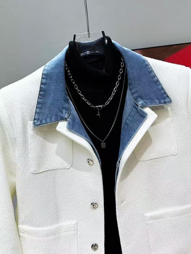Vintage Denim Collar White Jacket Size US M / EU 48-50 / 2 - 2 Thumbnail