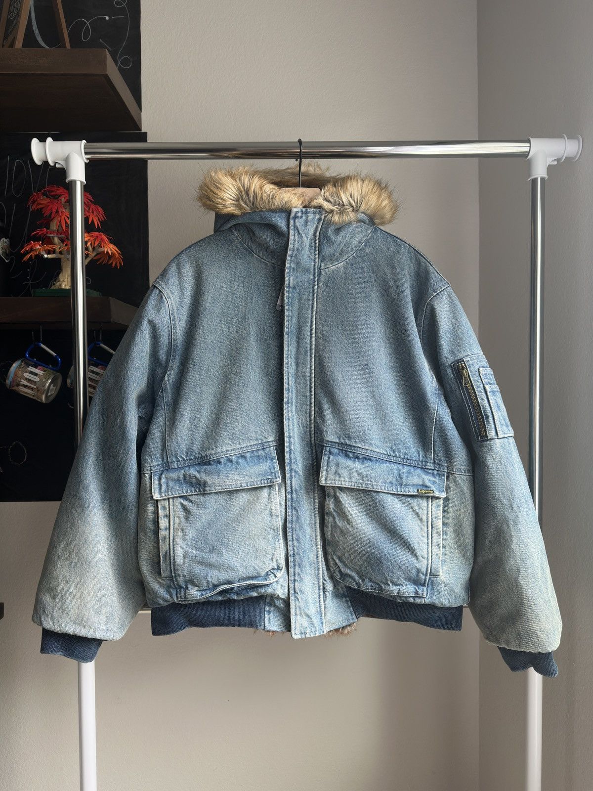 Supreme Faux Fur Reversible Work Jacket Denim Blue Size US L / EU 52-54 / 3 - 1 Thumbnail