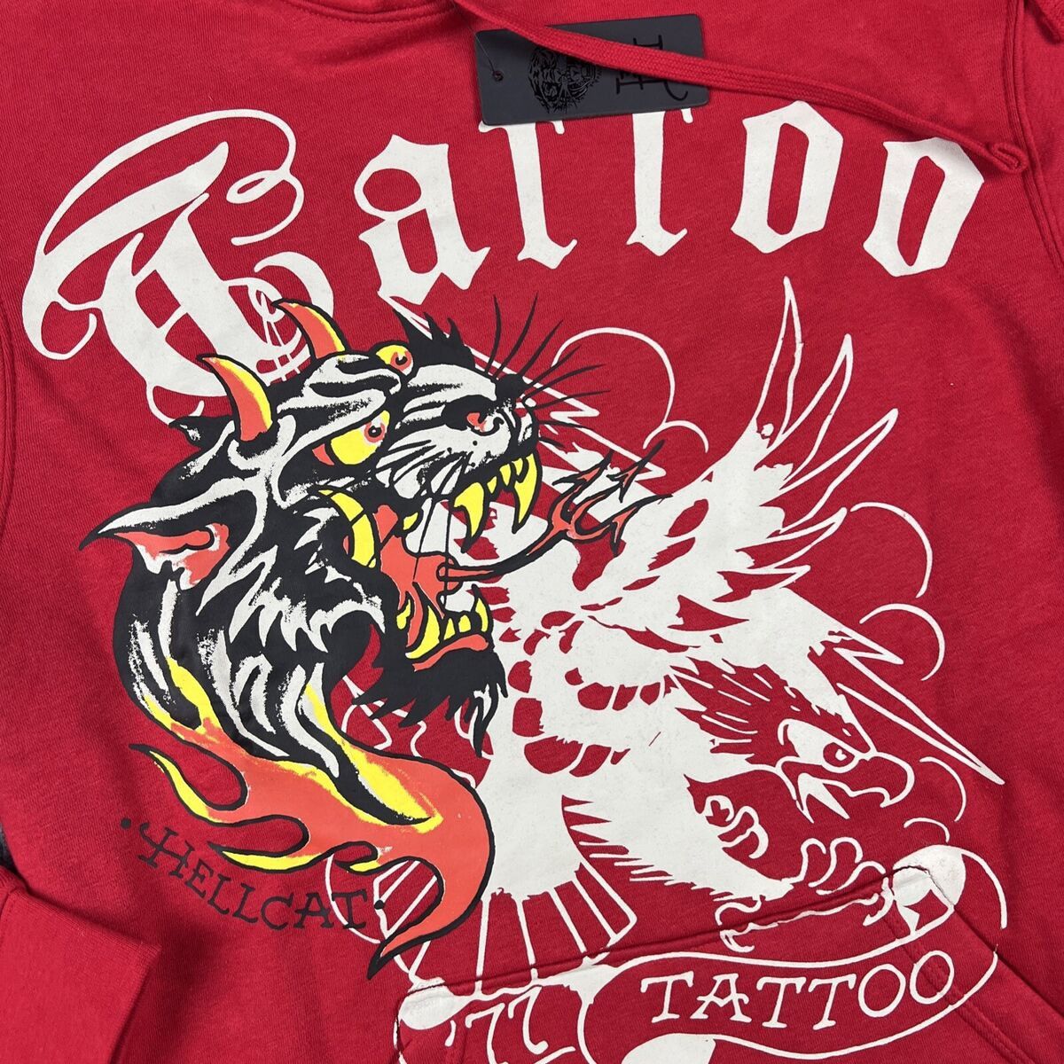 Ed Hardy ED HARDY HELLCAT TATTOO HOODIE RED XXL Size US XXL / EU 58 / 5 - 4 Thumbnail