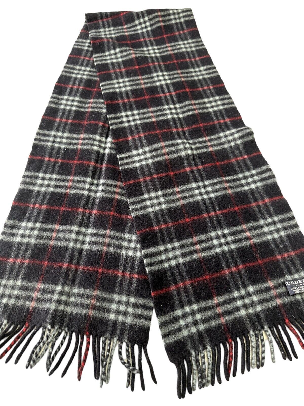 Burberry Burberry Authentic Unisex Scarf Black 100% Lambswool Size ONE SIZE - 1 Thumbnail