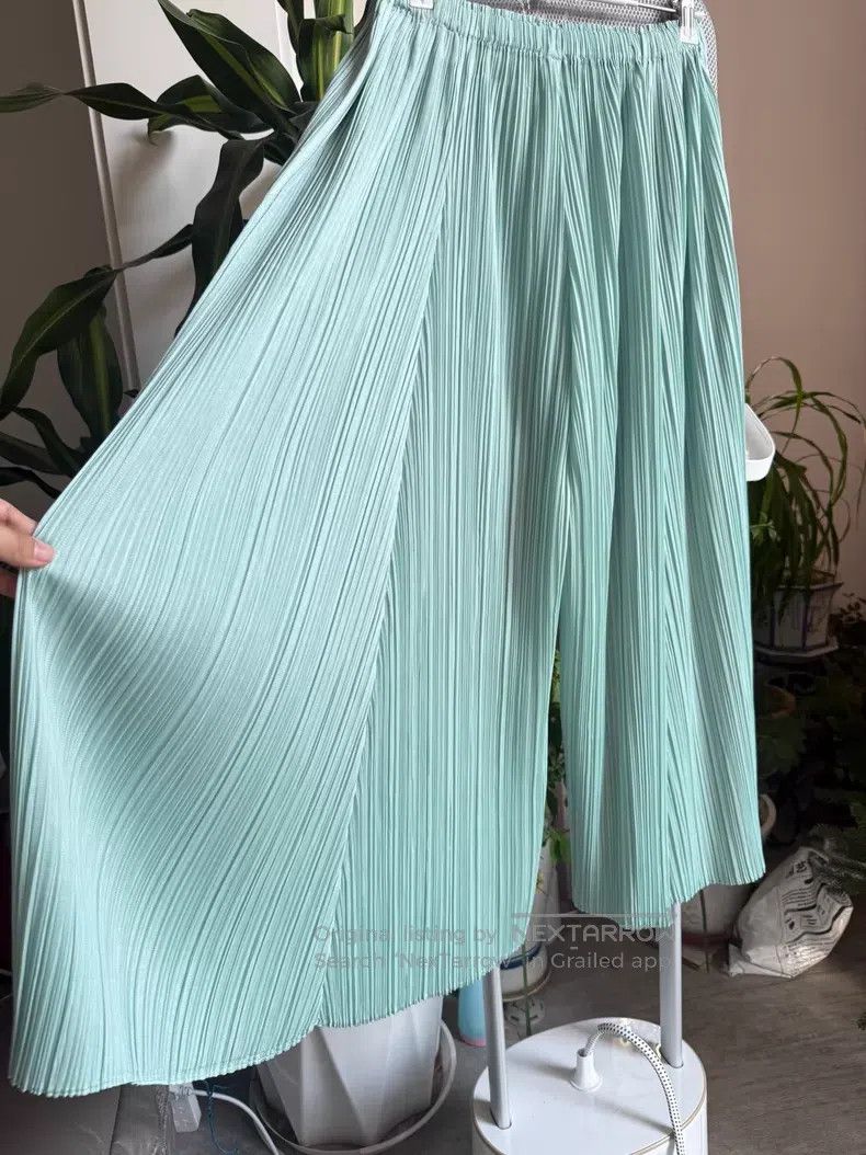 Issey Miyake Issey Miyake Mint Green Wide Leg Pants Size 26" / US 2 / IT 38 - 6 Thumbnail