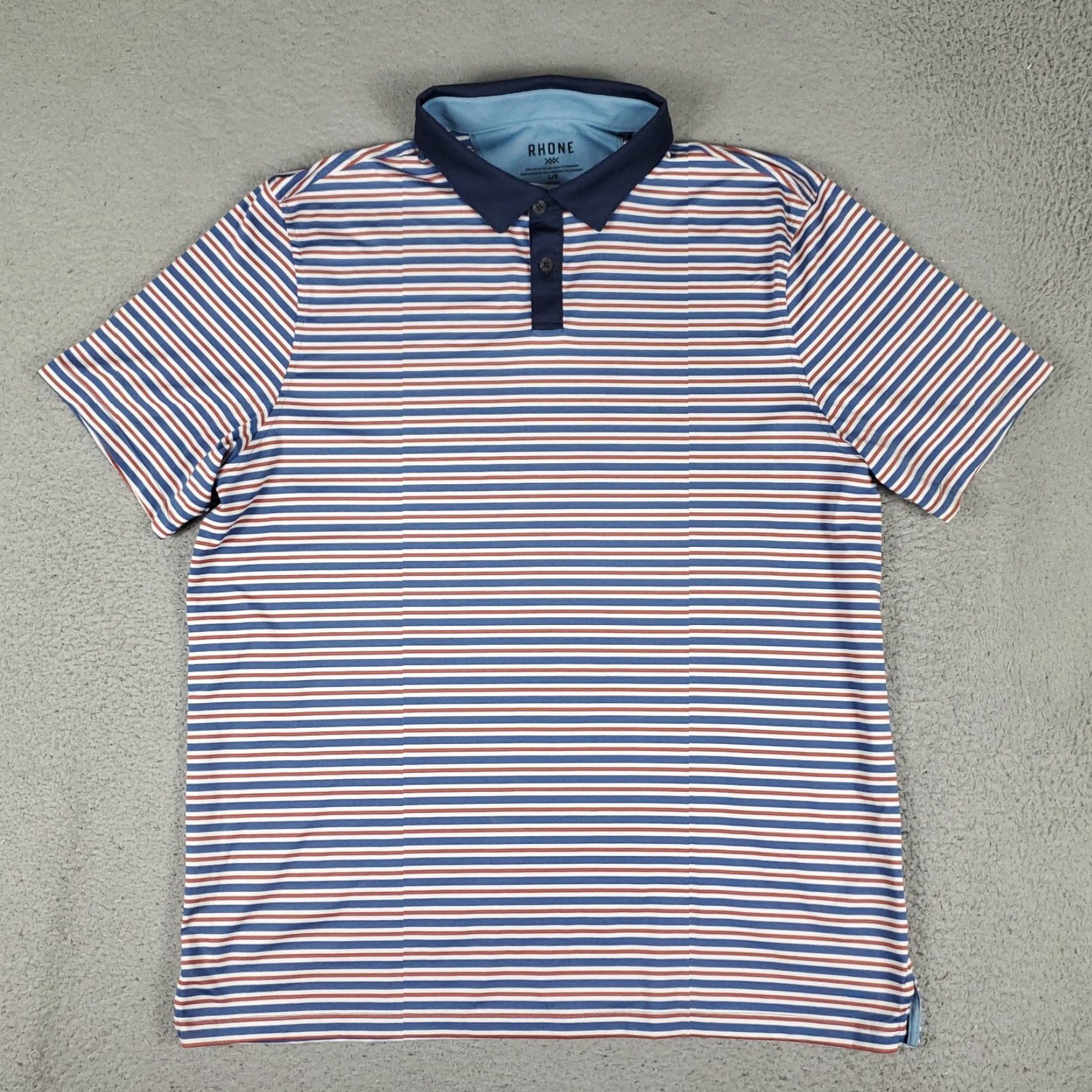 Rhone Rhone Polo Shirt Mens L Blue Red Striped Short Sleeve Polo Shirt Mens L Blue Red Striped Golf Casual Modern Preppy Sports Shirt Mens Size US L / EU 52-54 / 3 - 2 Thumbnail