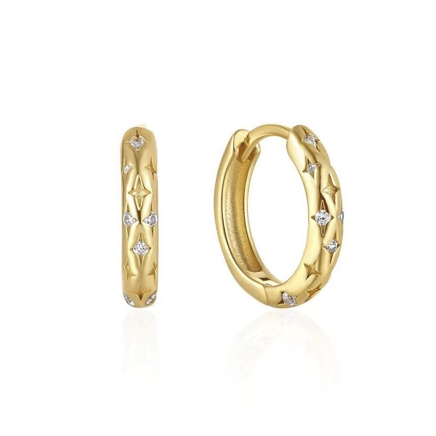 Other 13mm Star Small Gold Hoop Earrings for Women Men Size ONE SIZE - 1 Thumbnail