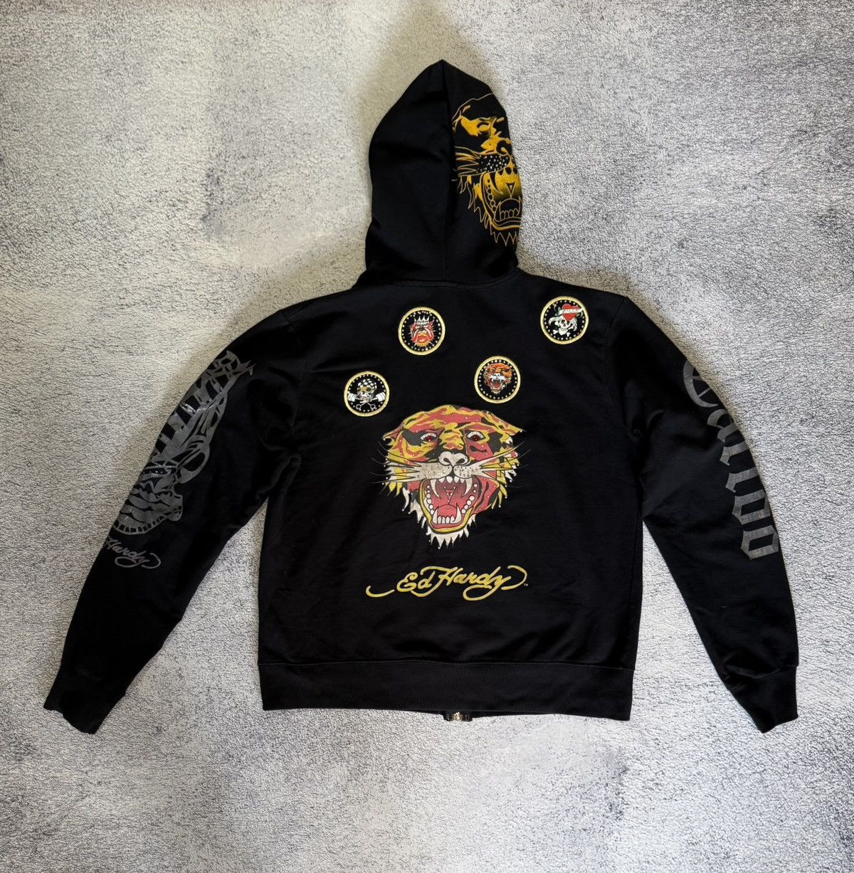 Ed Hardy Vintage Ed Hardy Tiger Zip Hoodie Tattoo Christian Audigier Size XXL / US 16-18 / IT 52-54 - 1 Thumbnail