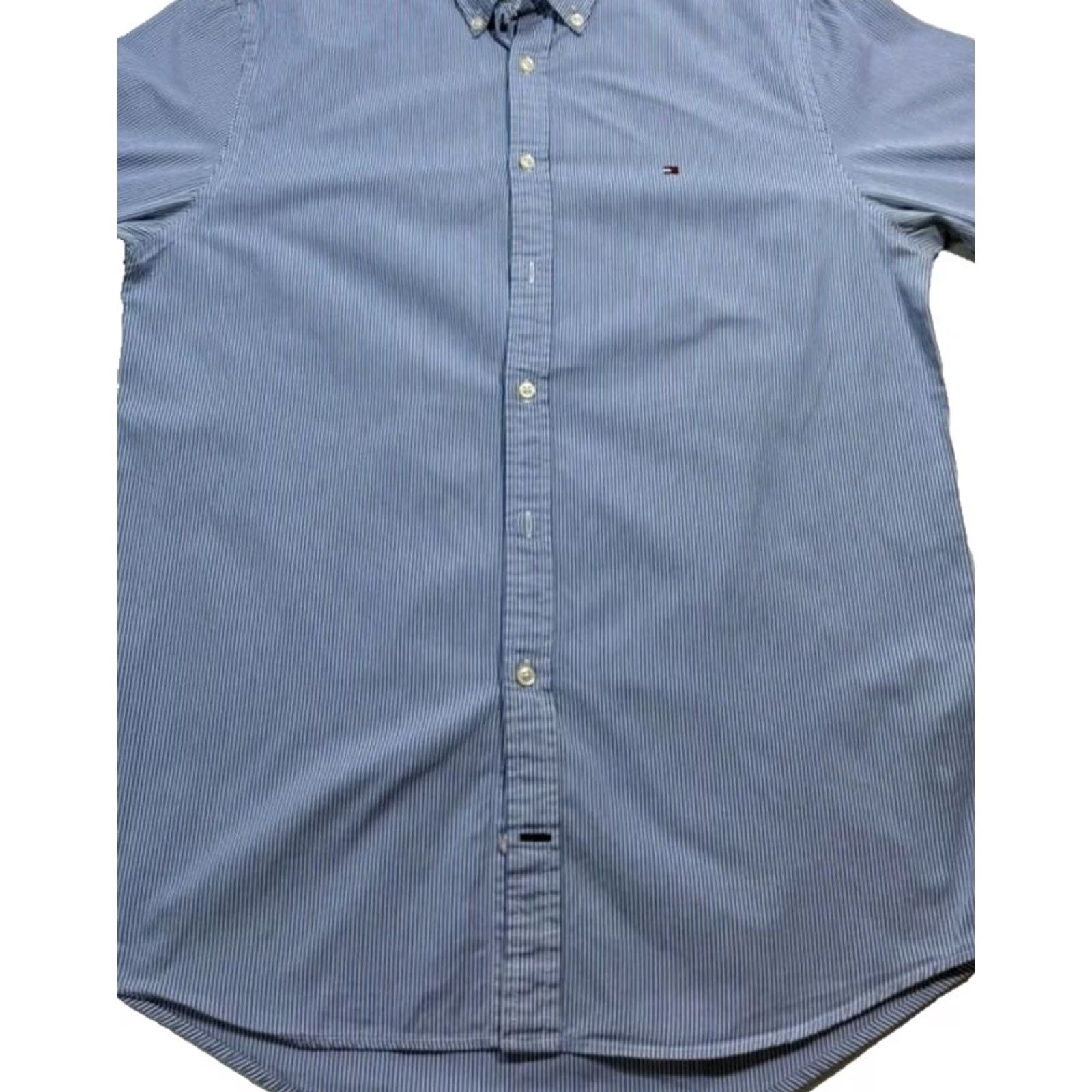 Tommy Hilfiger Tommy Hilfiger Men'S Blue White Micro Stripe Easy Care Regular Fit Shirt M Size US M / EU 48-50 / 2 - 5 Thumbnail