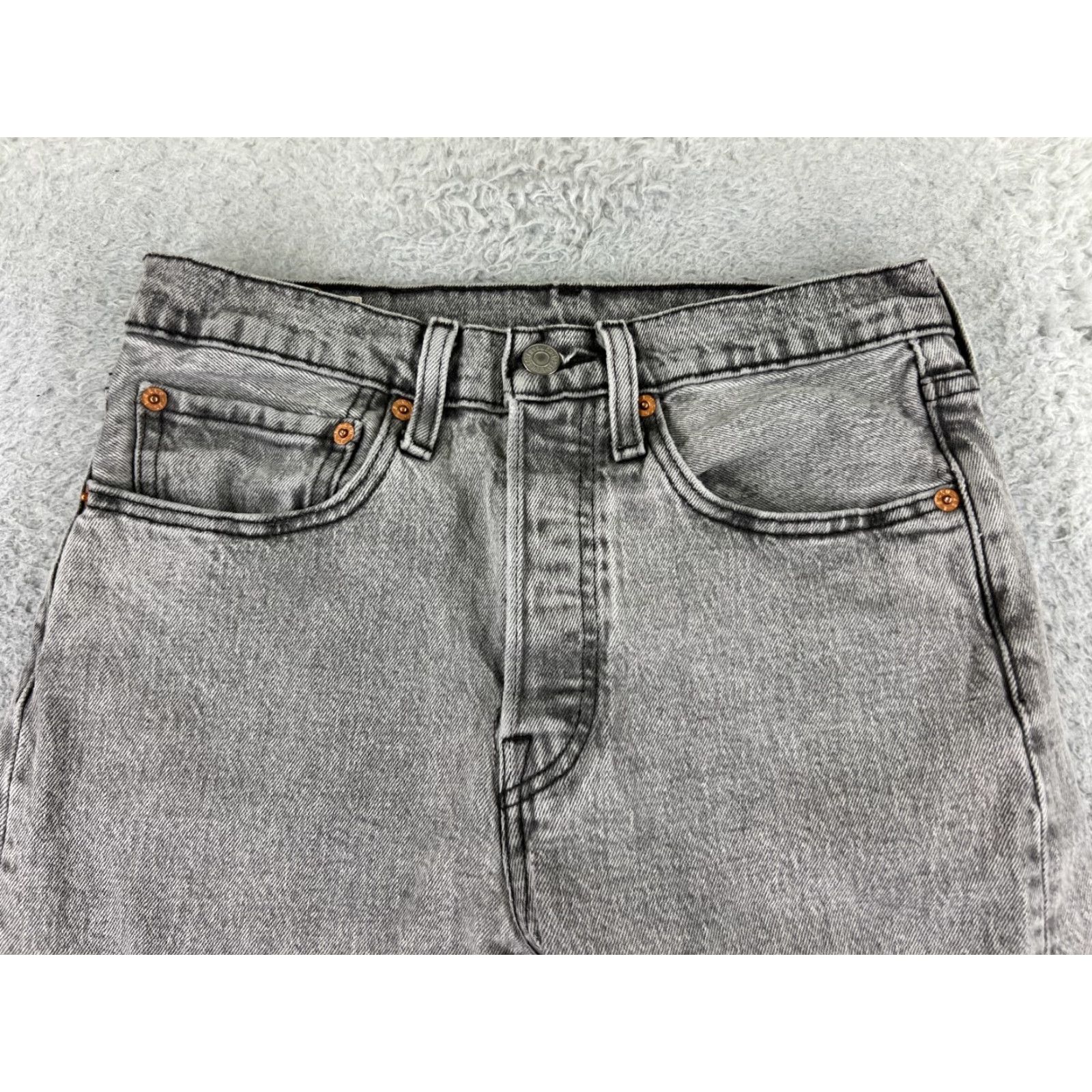 Levi's Levi's 501 Jeans Women Skinny Denim Gray Regular 26 Inseam 27 Button Fly Distressed Stretch Vintage: No Size 26" / US 2 / IT 38 - 4 Thumbnail