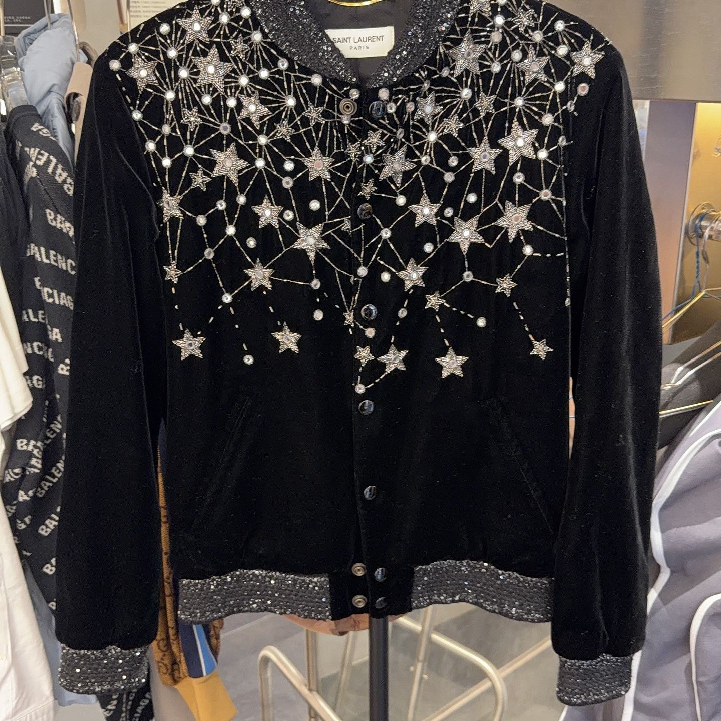 Saint Laurent Paris Saint Laurent Star Beaded Bomber Jacket F34 Size XS / US 0-2 / IT 36-38 - 1 Thumbnail