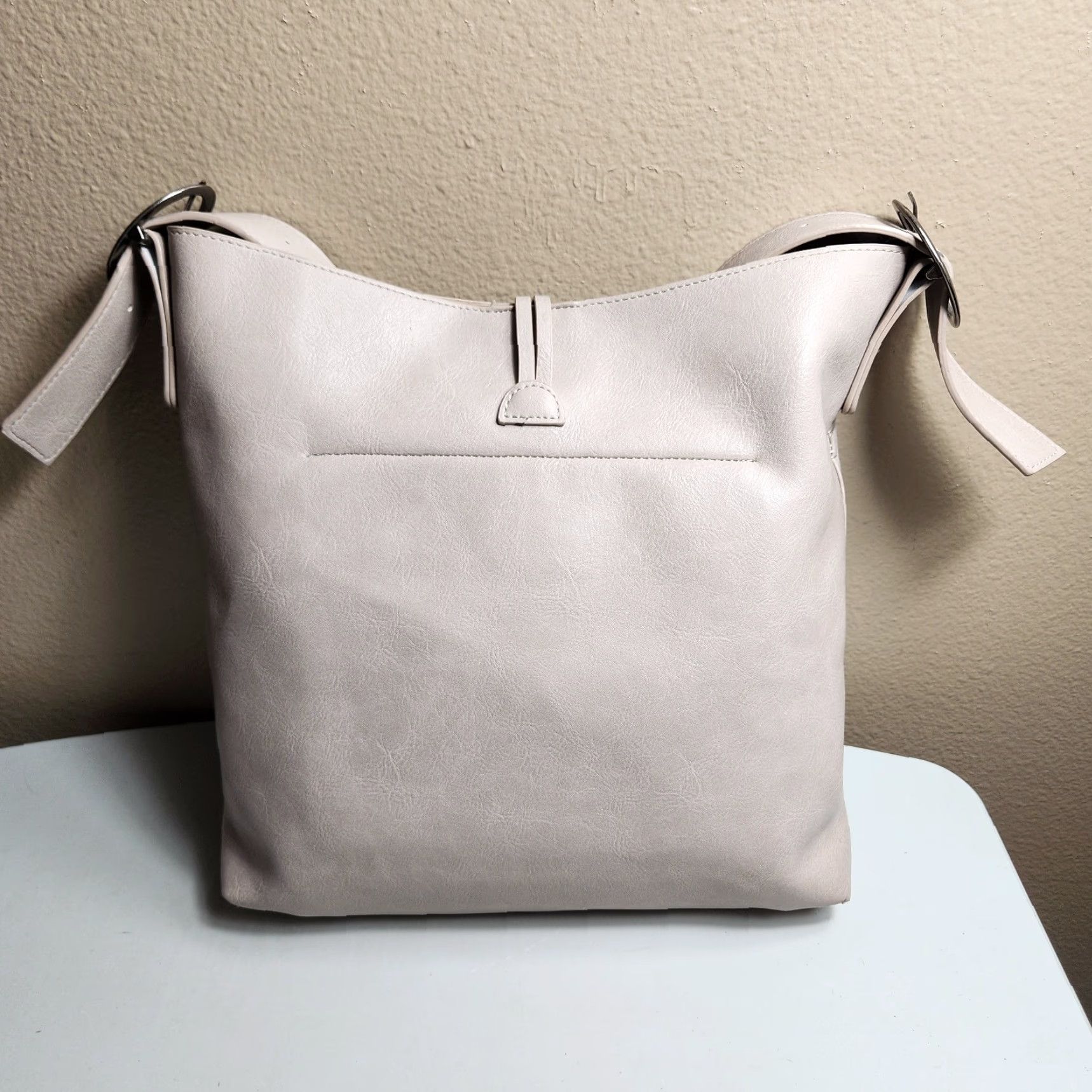 Vintage Joy Susan Tote Bag Beige Large 2-In-1 Convertible Vegan Leather Single Strap Womens Bag Size ONE SIZE - 3 Thumbnail