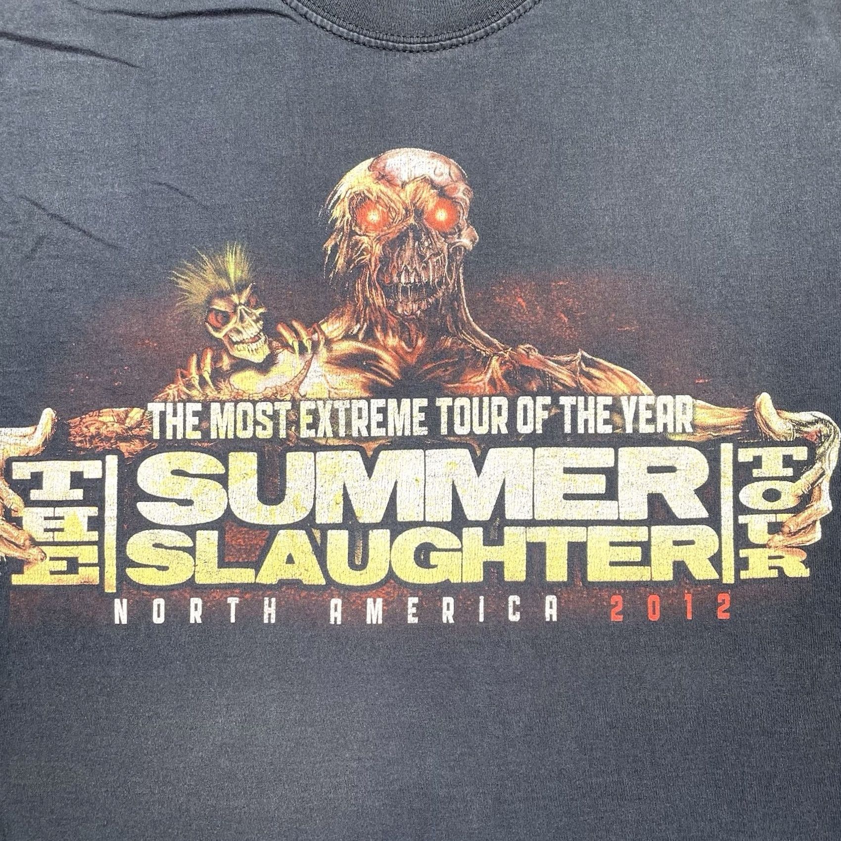Fruit Of The Loom VINTAGE Summer Slaughter 2012 Medium Shirt Lineup Death Metal Cannibal Corpse T-Shirt Black Mens M Size US M / EU 48-50 / 2 - 2 Thumbnail
